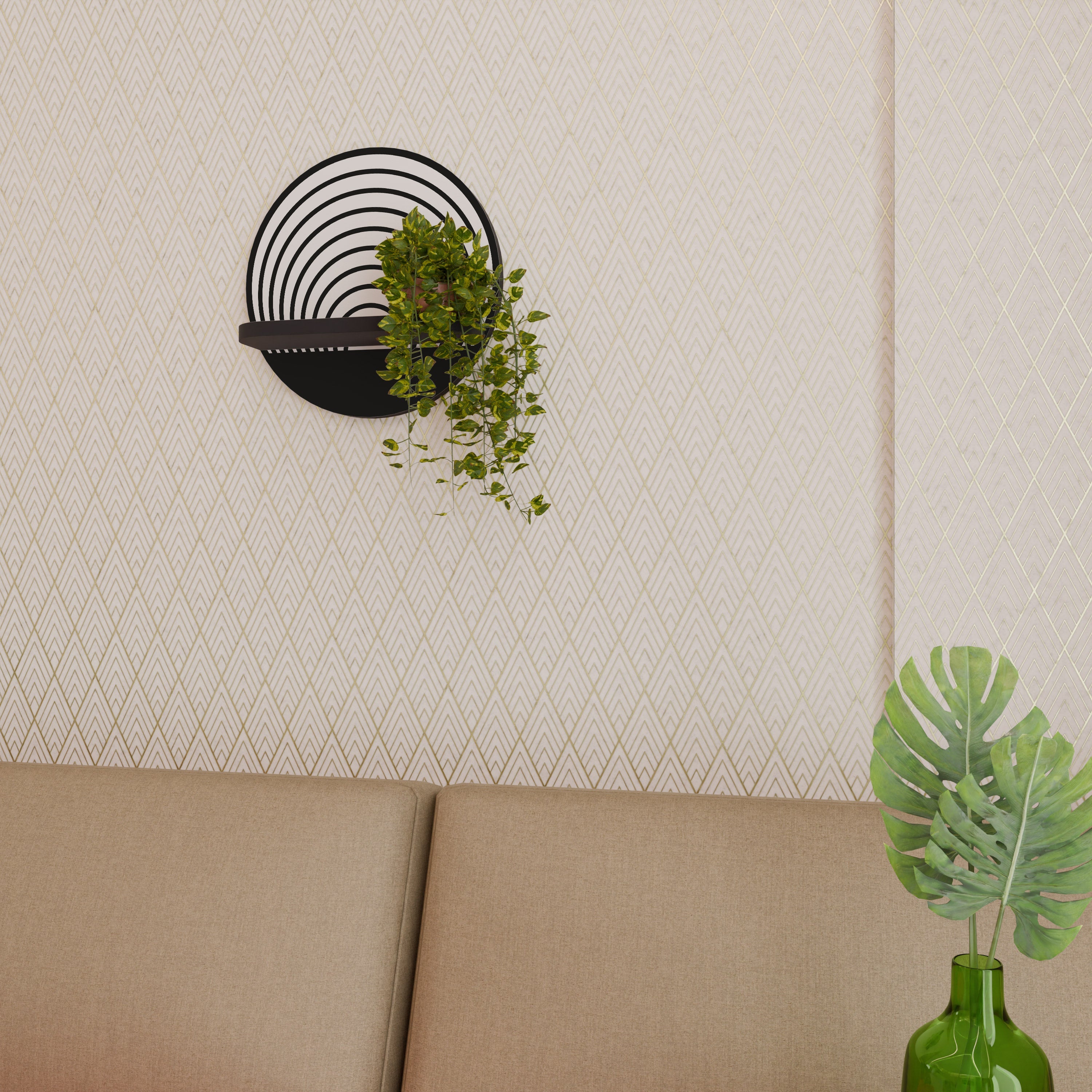 Étagère d'art ronde WHISPERING ROUNDS en finition noire