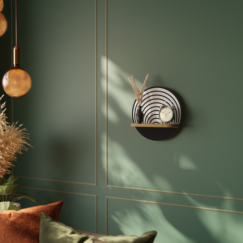 Étagère d'art ronde WHISPERING ROUNDS effet chêne