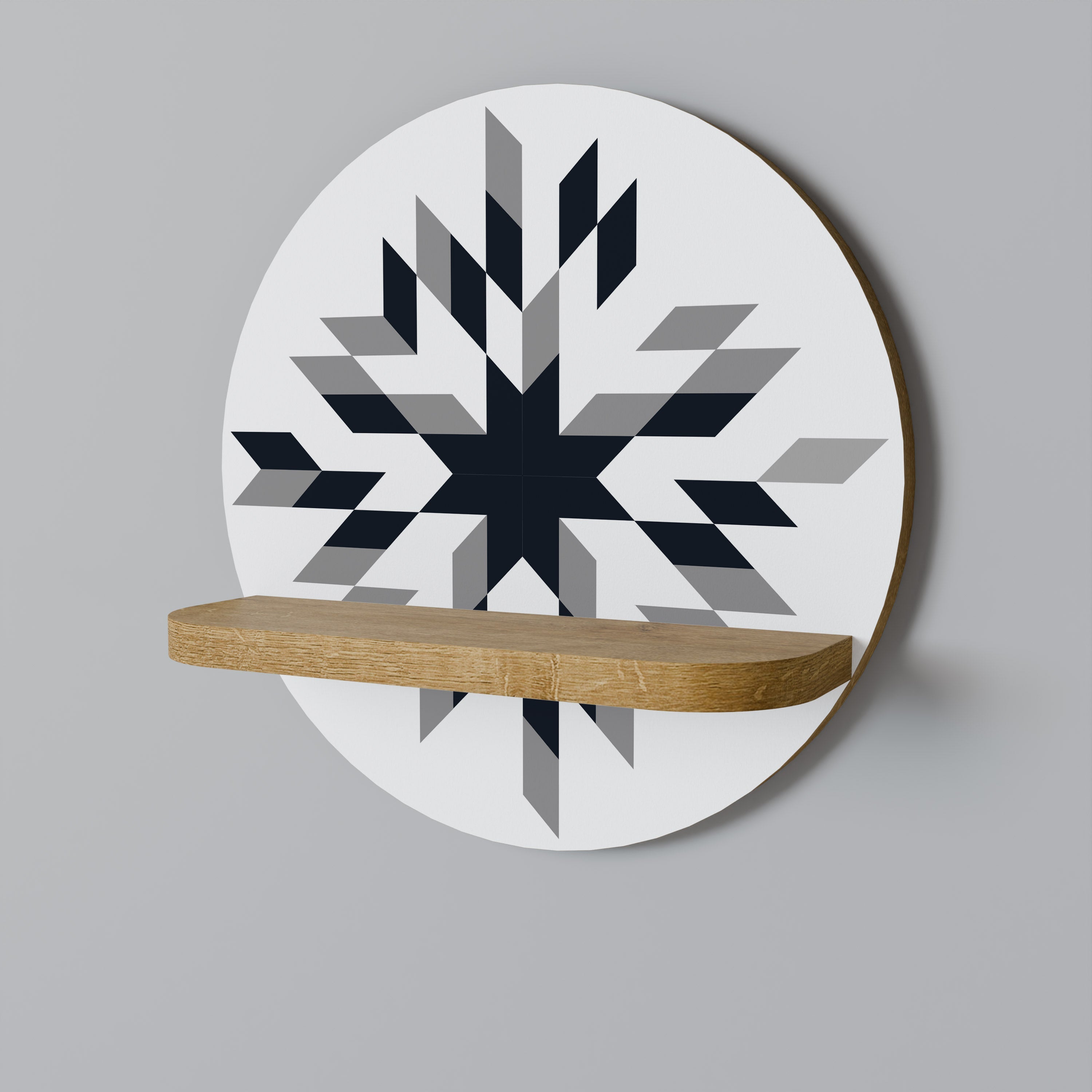 MOONLIT MOSAIC Round Art Shelf In Oak Effect