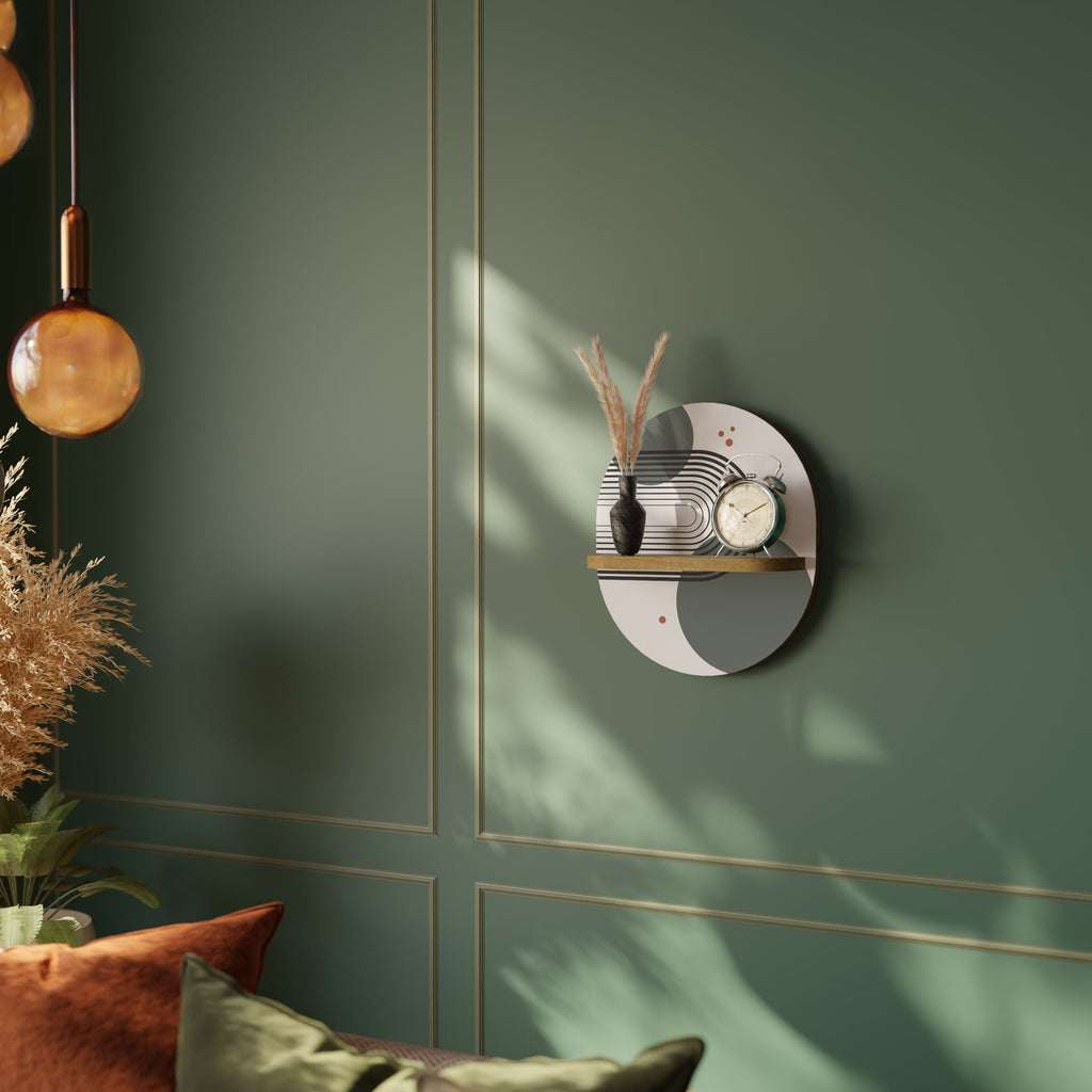 Étagère d'art ovale ORBITAL DECOR effet chêne