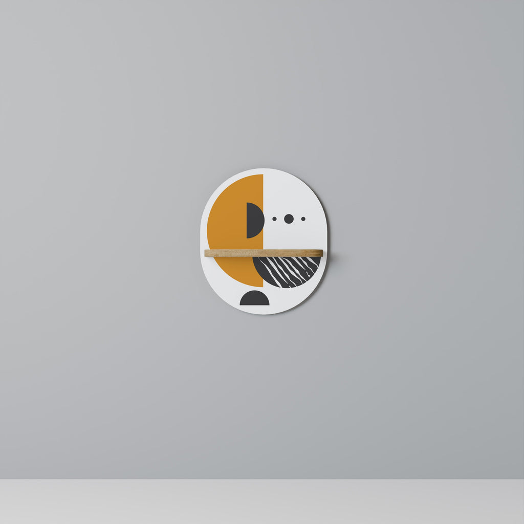 Étagère d'art ovale MOONLIT EUPHORIA effet chêne