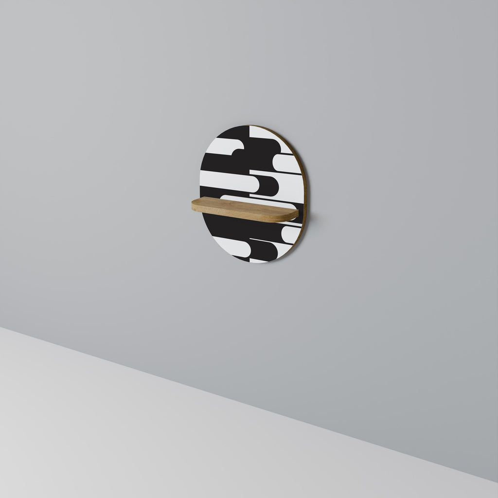 Étagère d'art ovale ACHROMATIC CONTRAST effet chêne