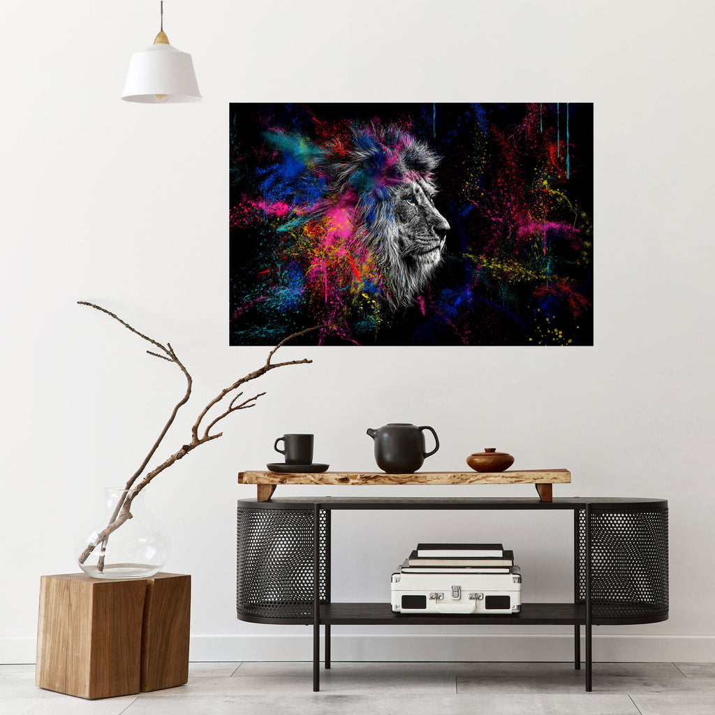 Affiche horizontale autocollante LION ARTISTRY