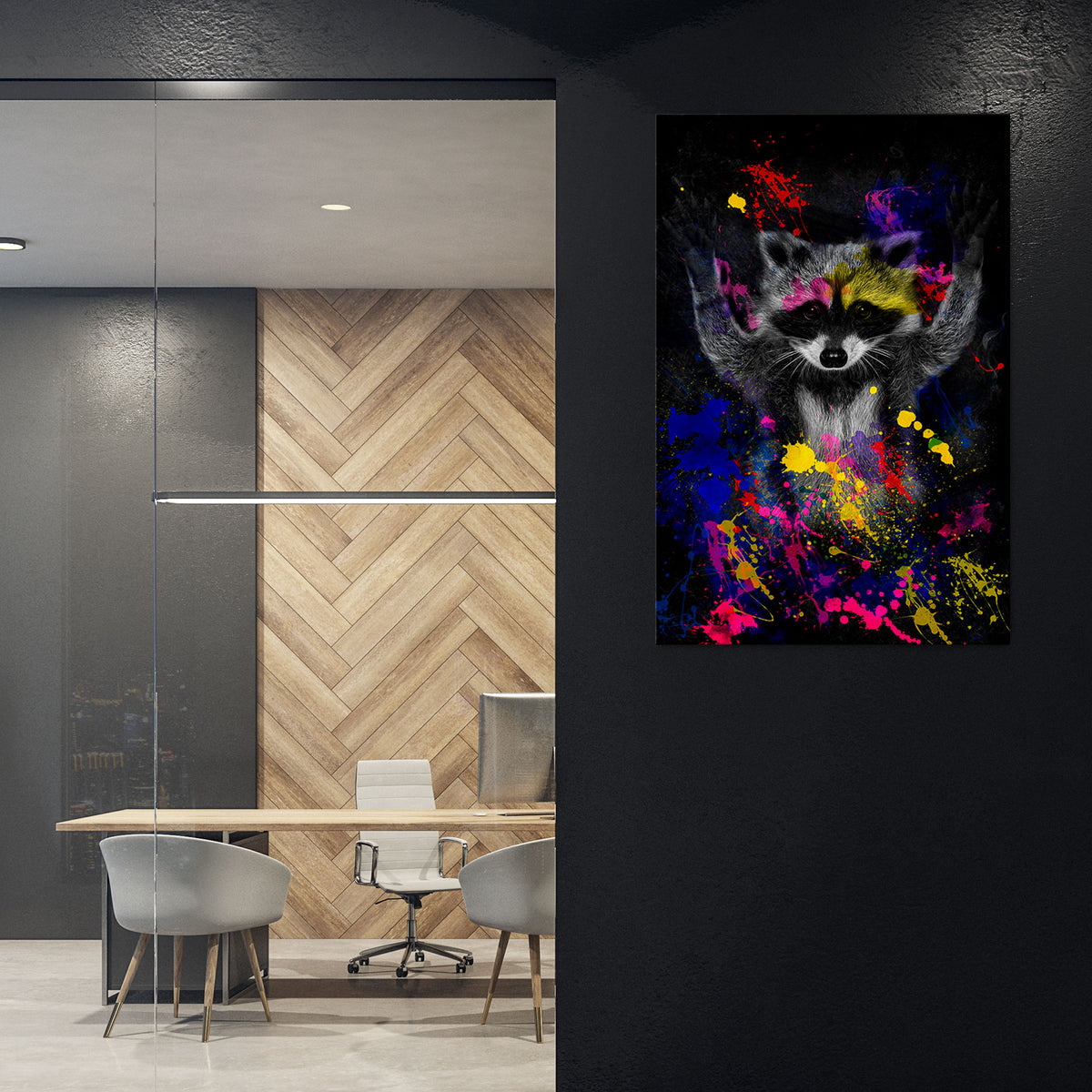 RACCOON ARTISTRY Vertical Canvas Print