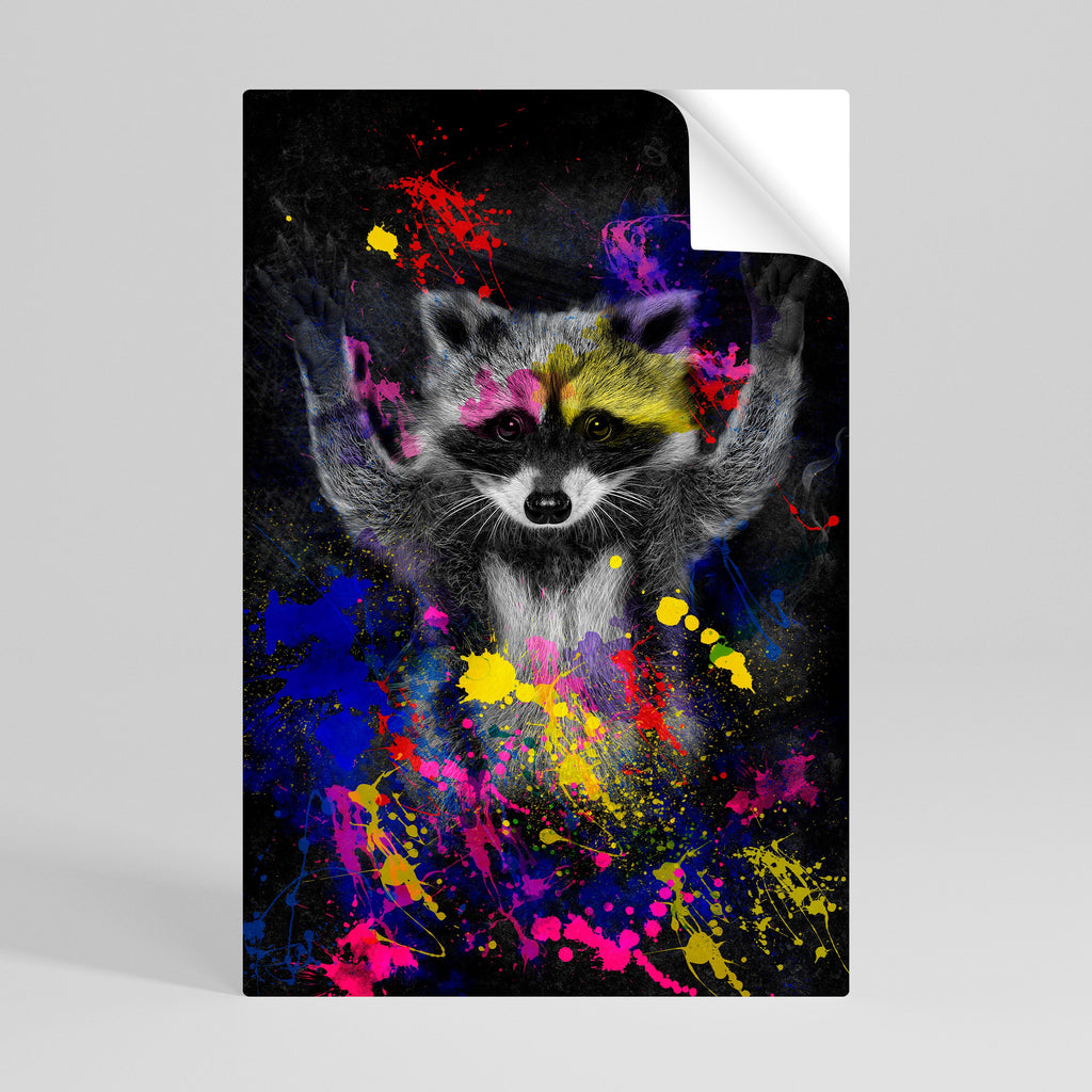 Affiche verticale autocollante « RACCOON ARTISTRY »