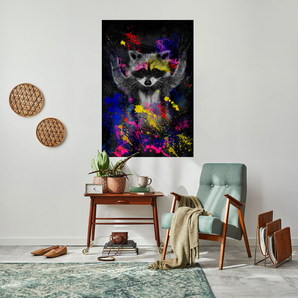 Affiche verticale autocollante « RACCOON ARTISTRY »