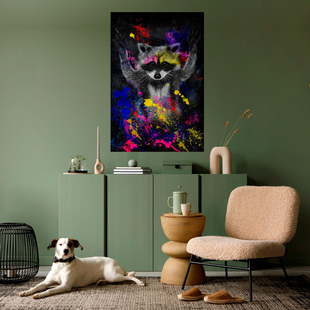 Affiche verticale autocollante « RACCOON ARTISTRY »