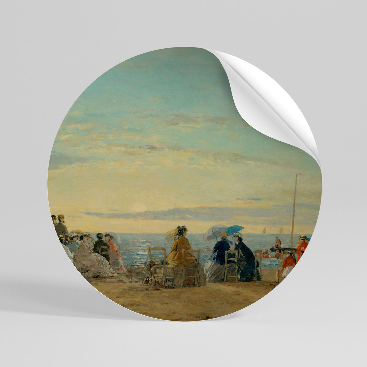 CHARMING COASTAL MOMENTS Peel and Stick Round Sticker