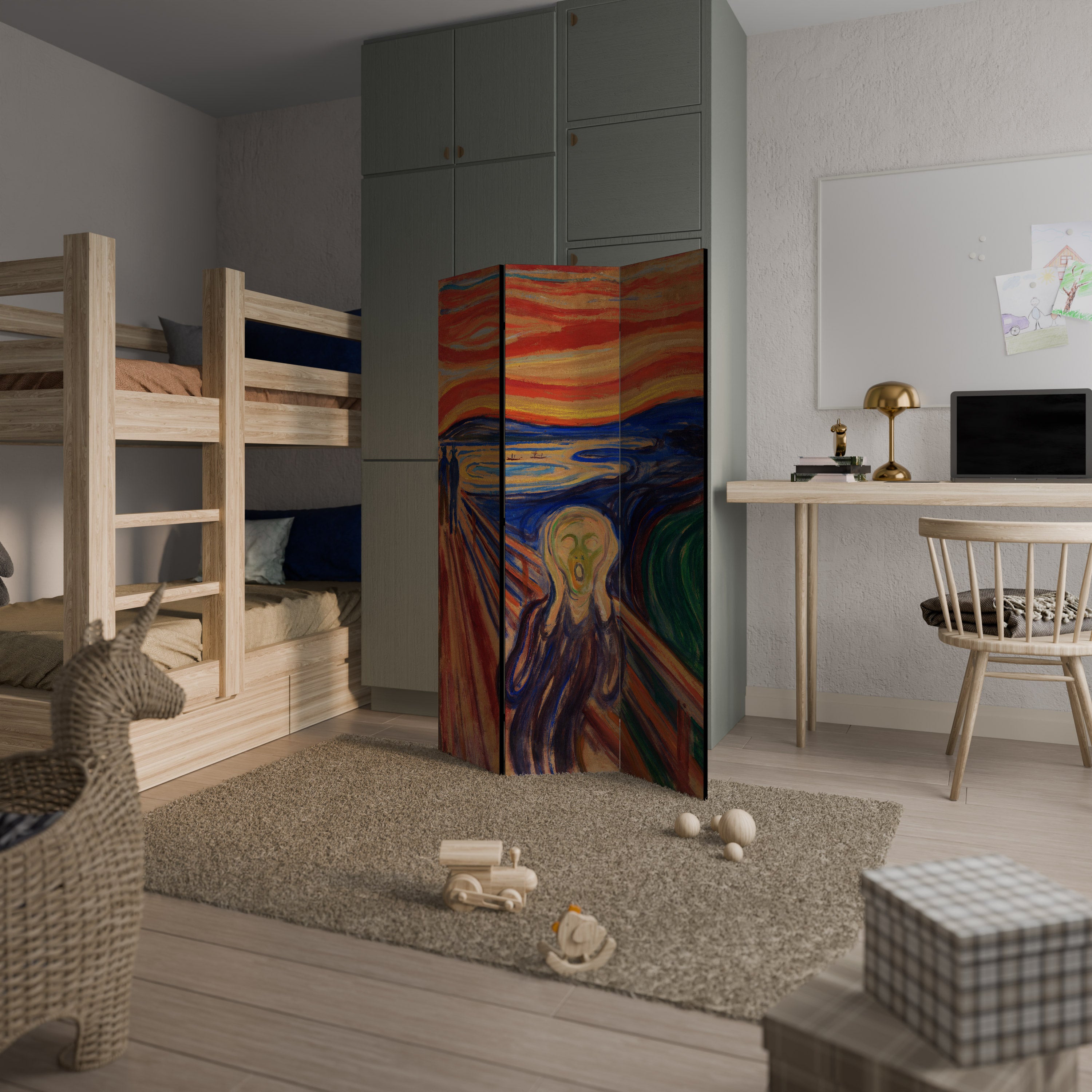 THE SCREAM 3-Panel Room Divider