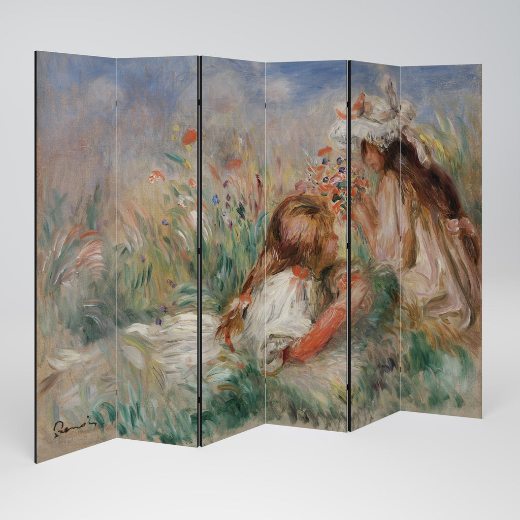 GIRLS IN THE GRASS Decorative 6-Panel Room Divider
