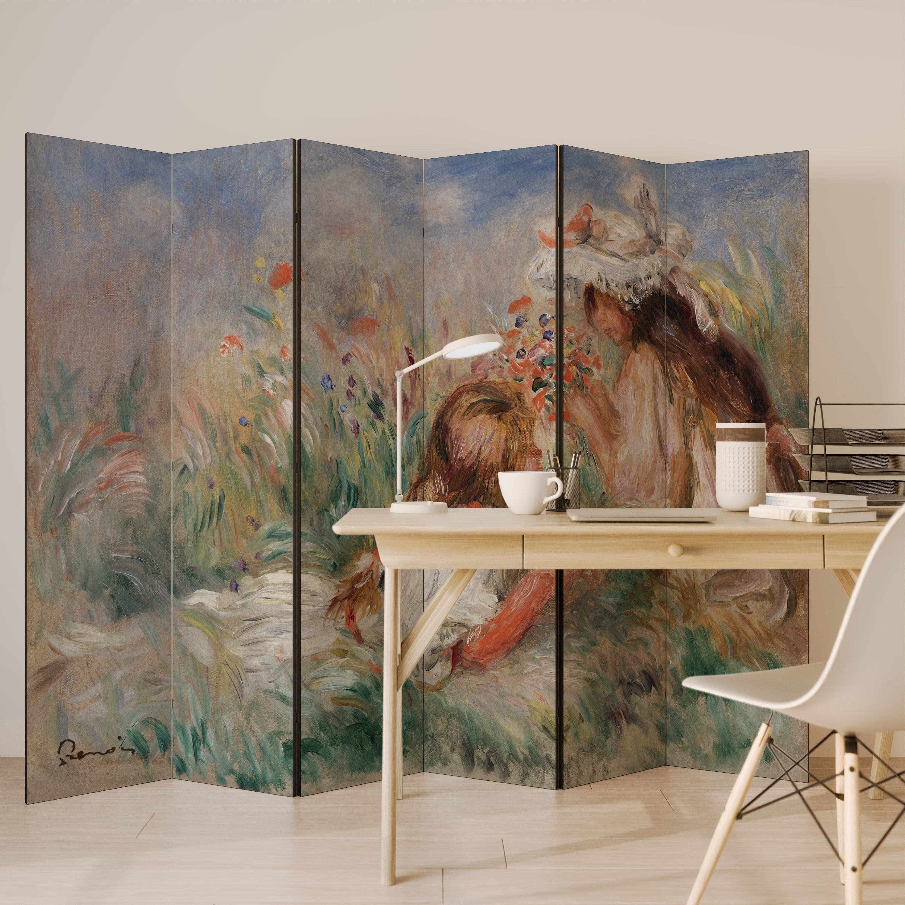 GIRLS IN THE GRASS Decorative 6-Panel Room Divider