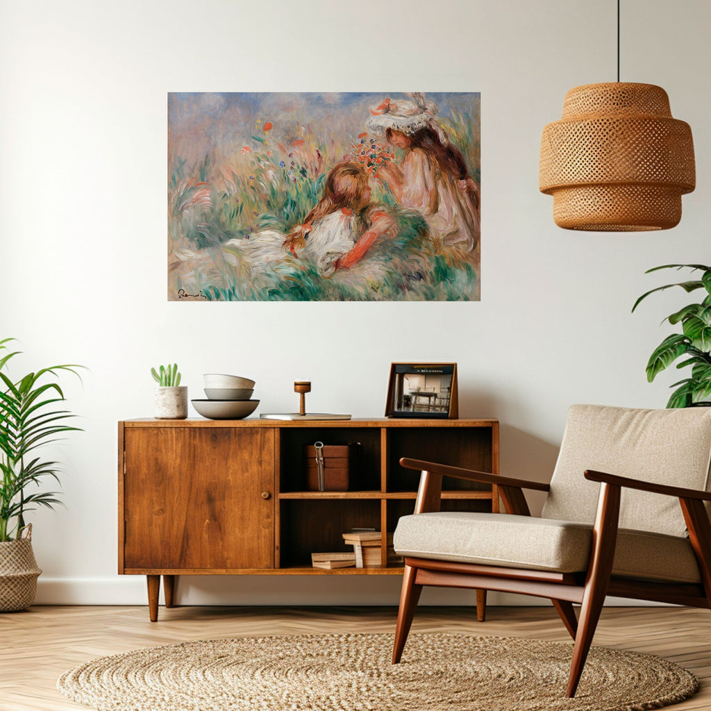 Affiche horizontale autocollante « FILLES DANS L'HERBE »