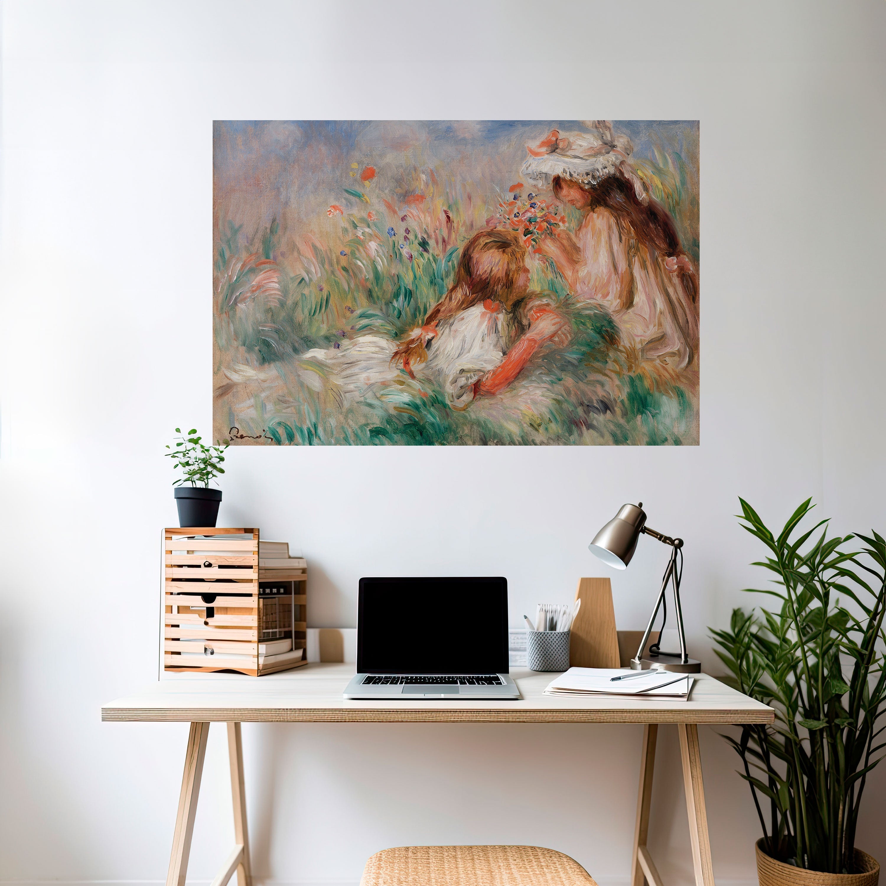 Affiche horizontale autocollante « FILLES DANS L'HERBE »