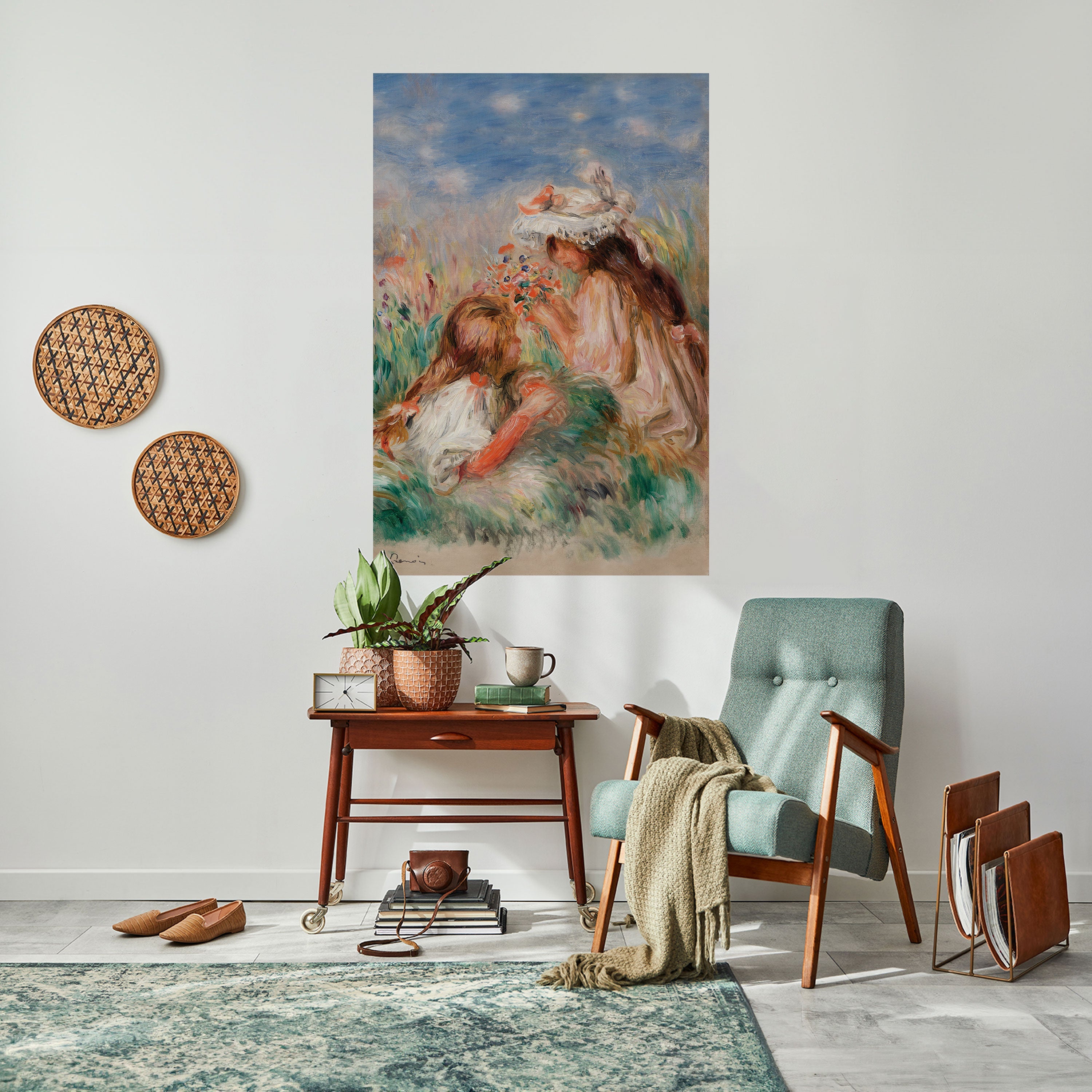 Affiche verticale autocollante « FILLES DANS L'HERBE »