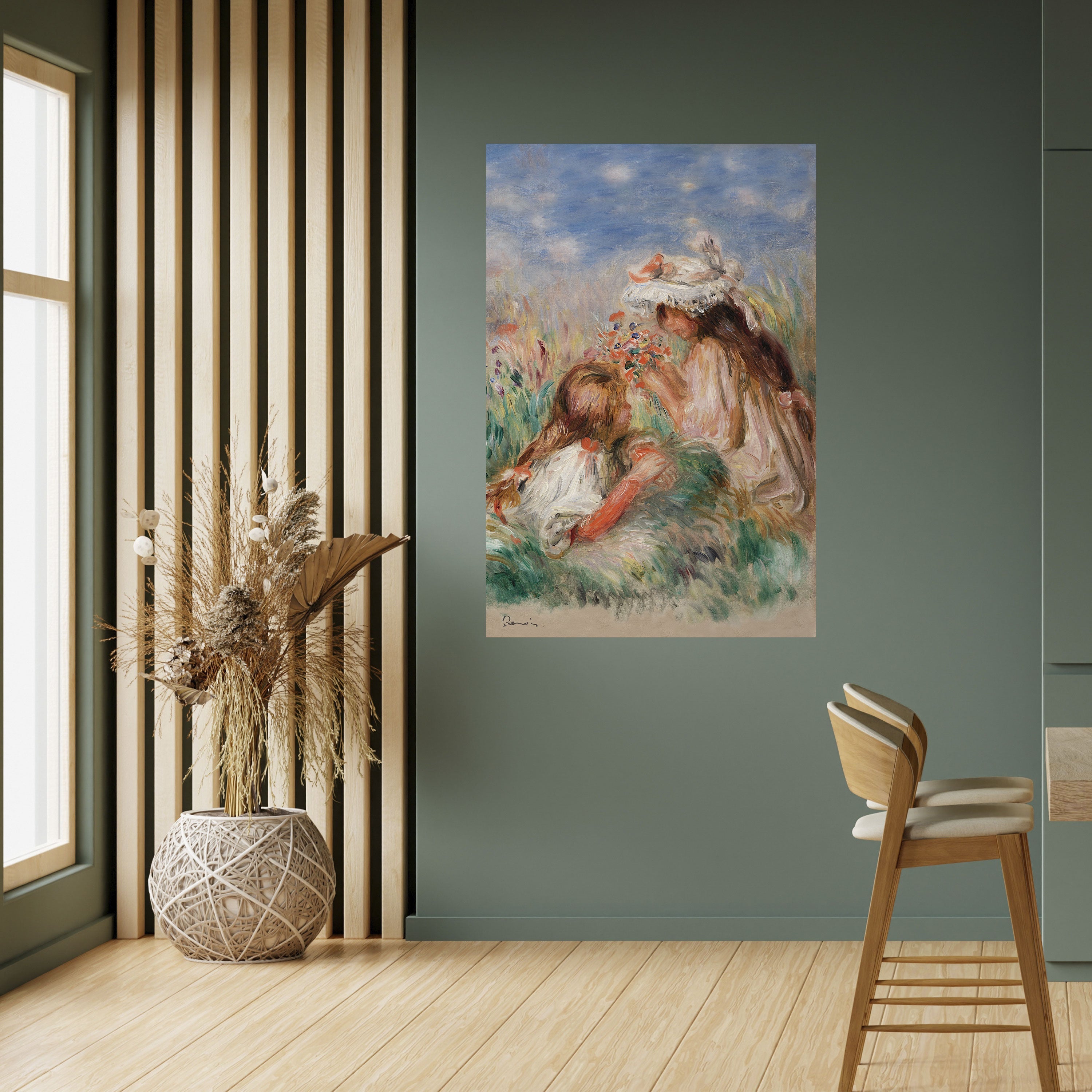 Affiche verticale autocollante « FILLES DANS L'HERBE »