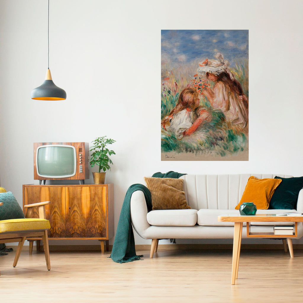 Affiche verticale autocollante « FILLES DANS L'HERBE »