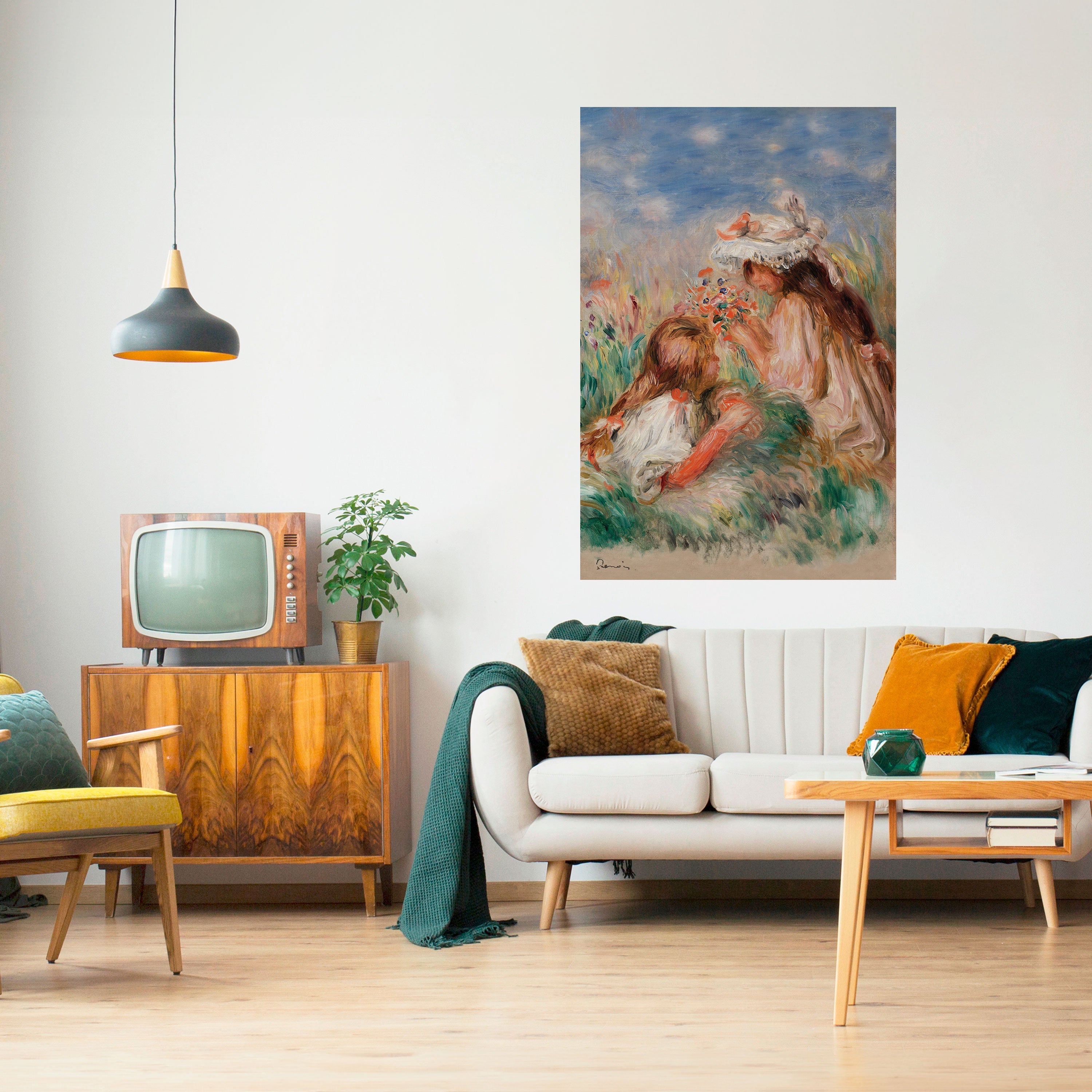 Affiche verticale autocollante « FILLES DANS L'HERBE »