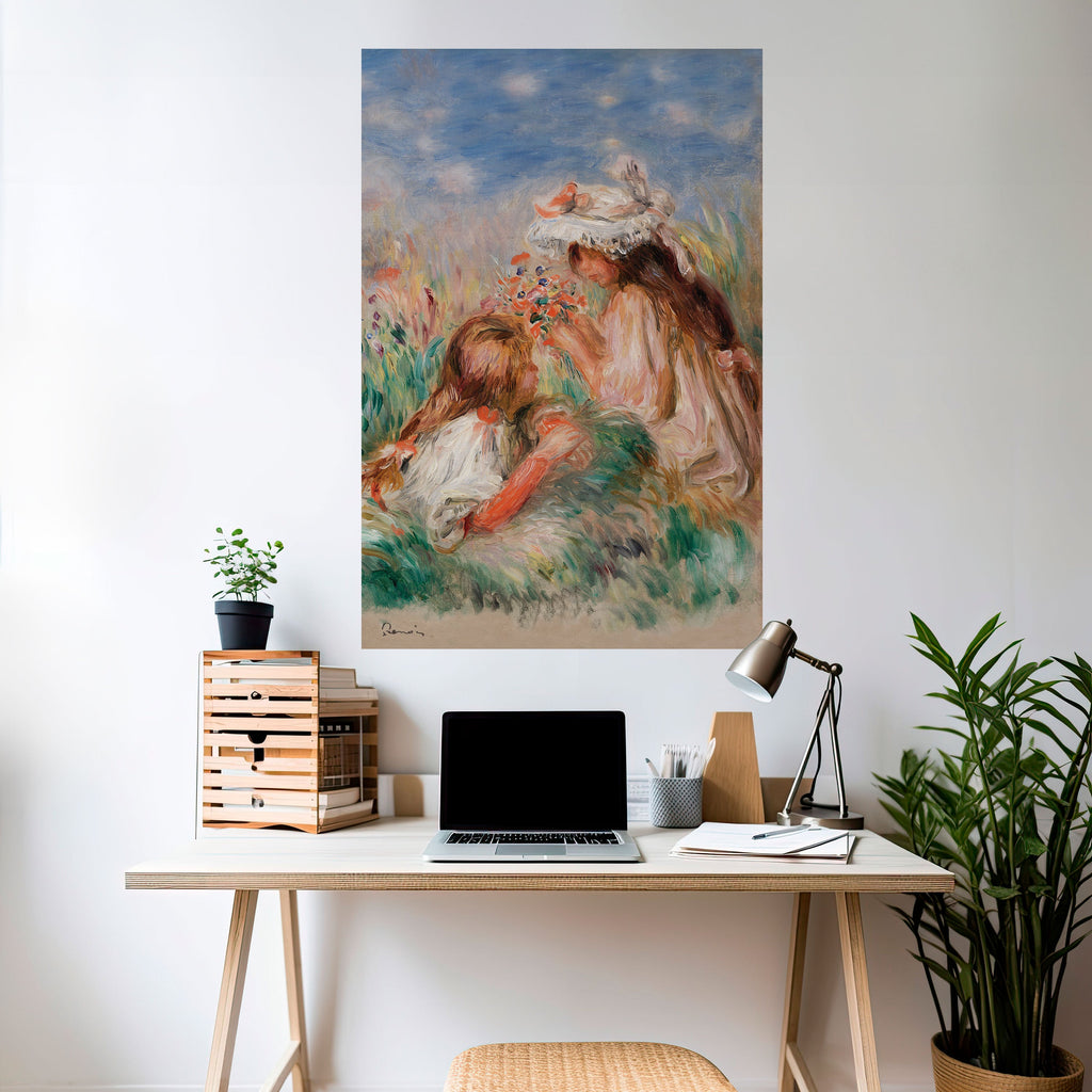 Affiche verticale autocollante « FILLES DANS L'HERBE »