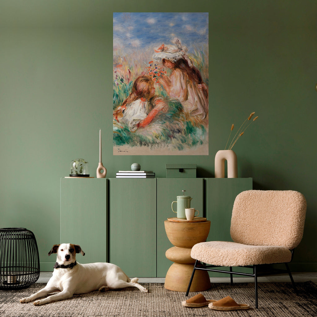 Affiche verticale autocollante « FILLES DANS L'HERBE »