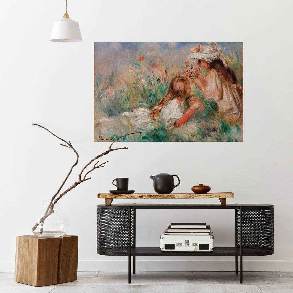 Affiche horizontale autocollante « FILLES DANS L'HERBE »