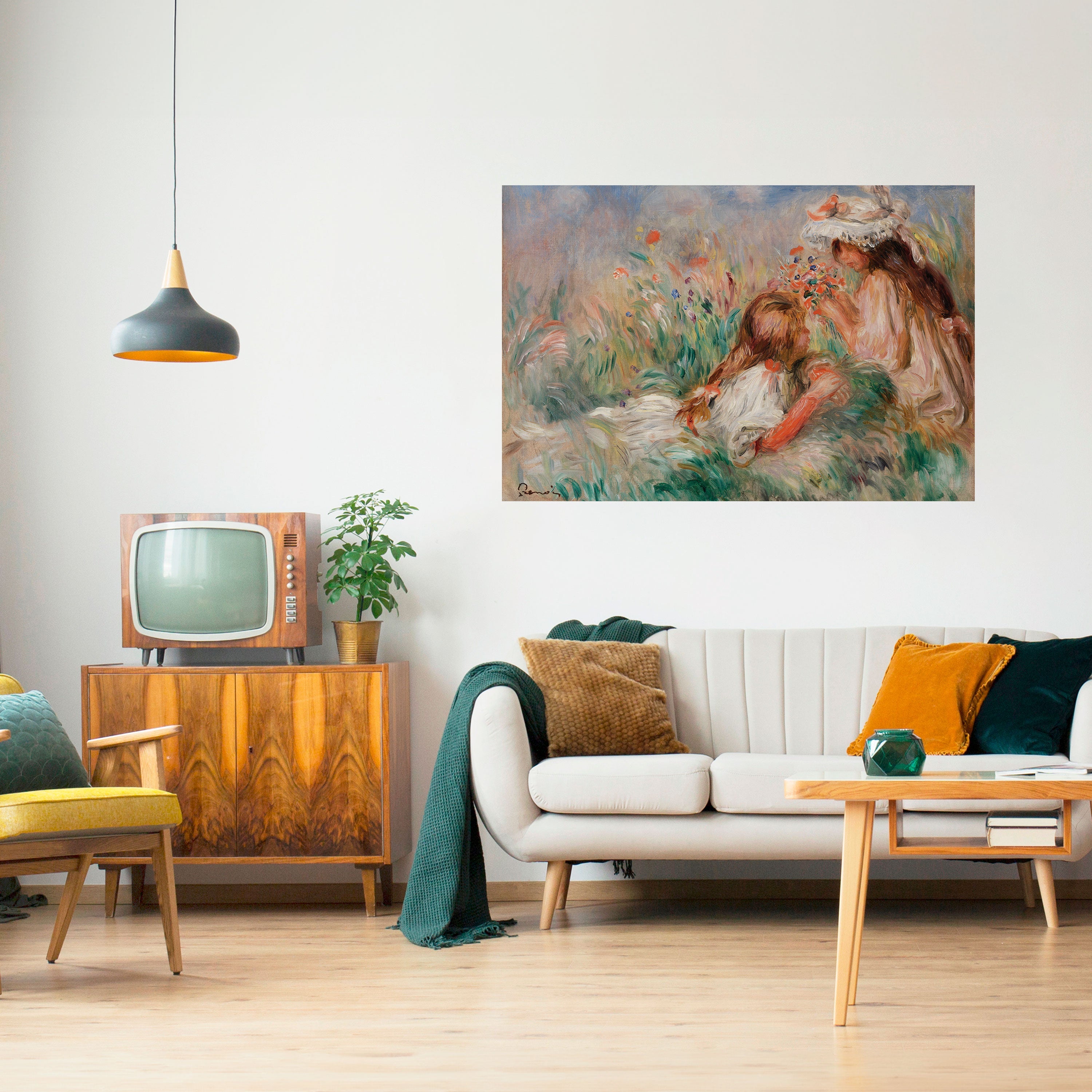 Affiche horizontale autocollante « FILLES DANS L'HERBE »