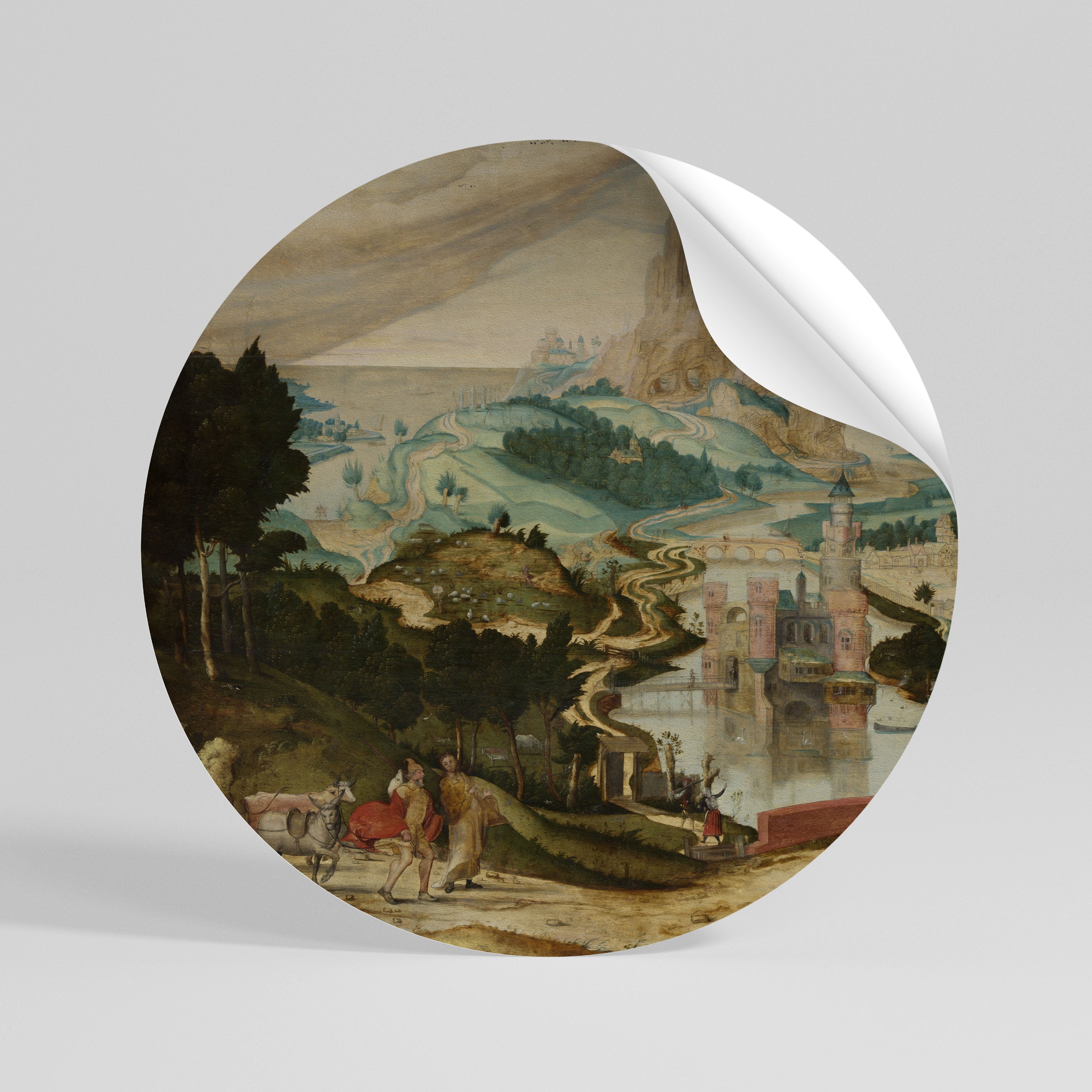 ENCHANTED LANDSCAPE DREAMS Peel and Stick Round Sticker