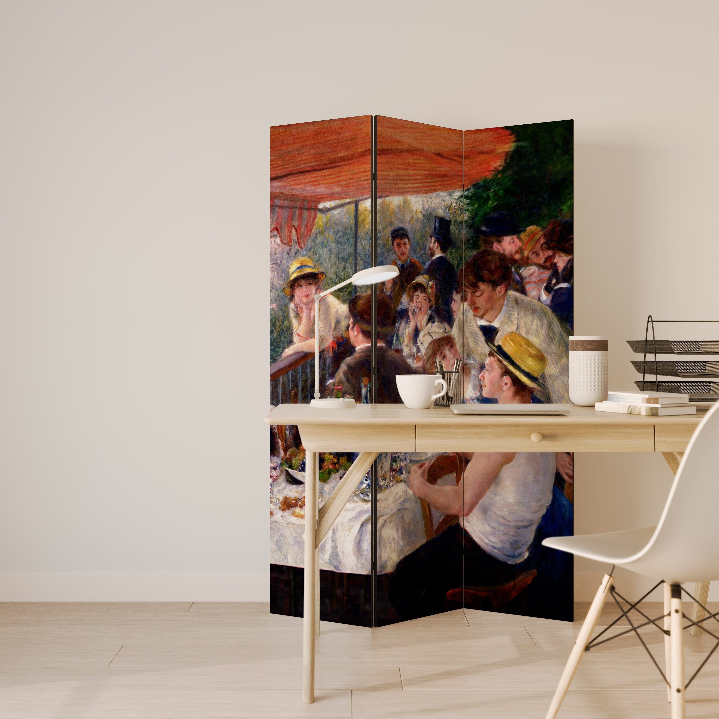 DÉJEUNER DE LA FÊTE DES NAUTIQUES Paravent décoratif à 3 panneaux