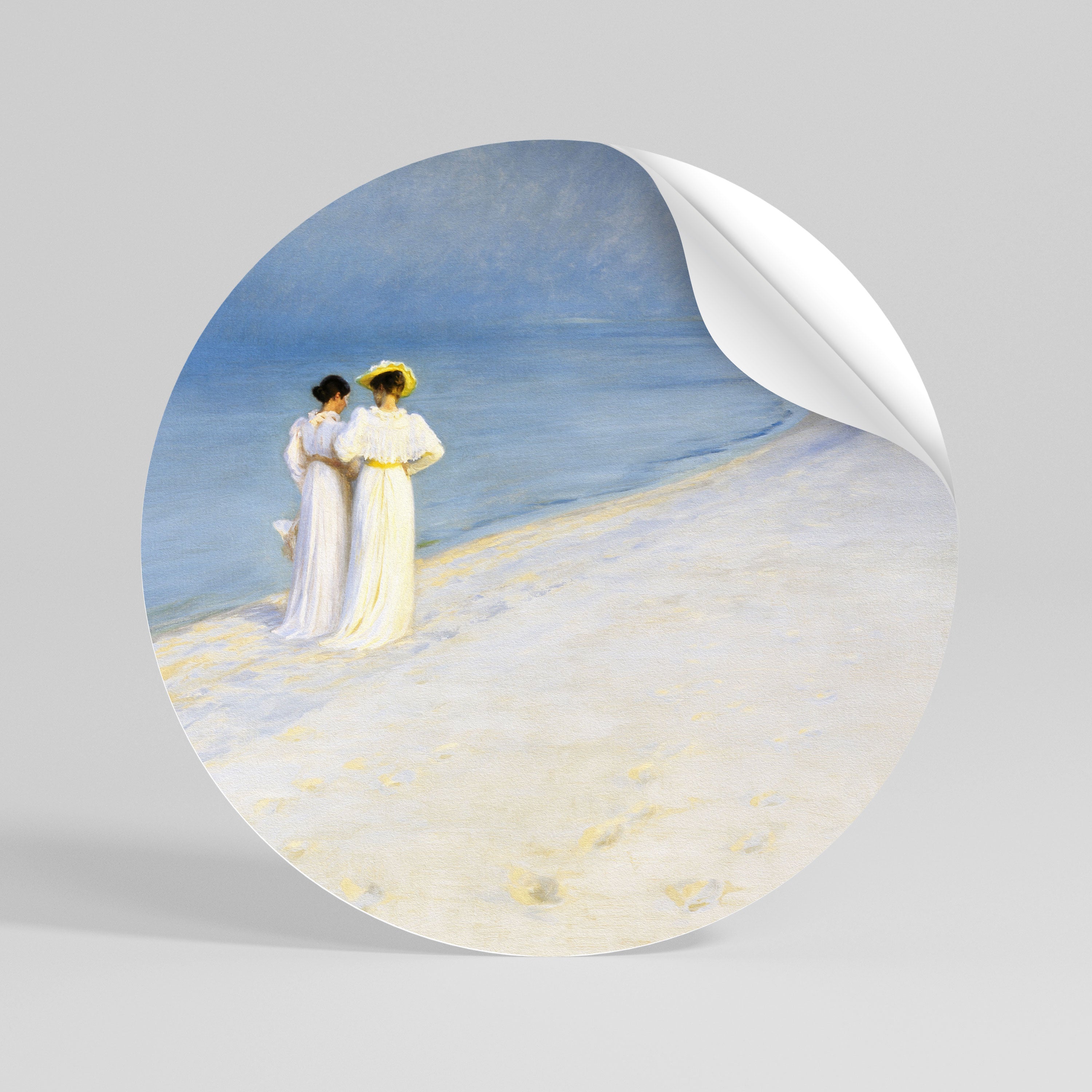 SUMMER EVENING ON SKAGEN'S BEACH Peel and Stick Round Sticker
