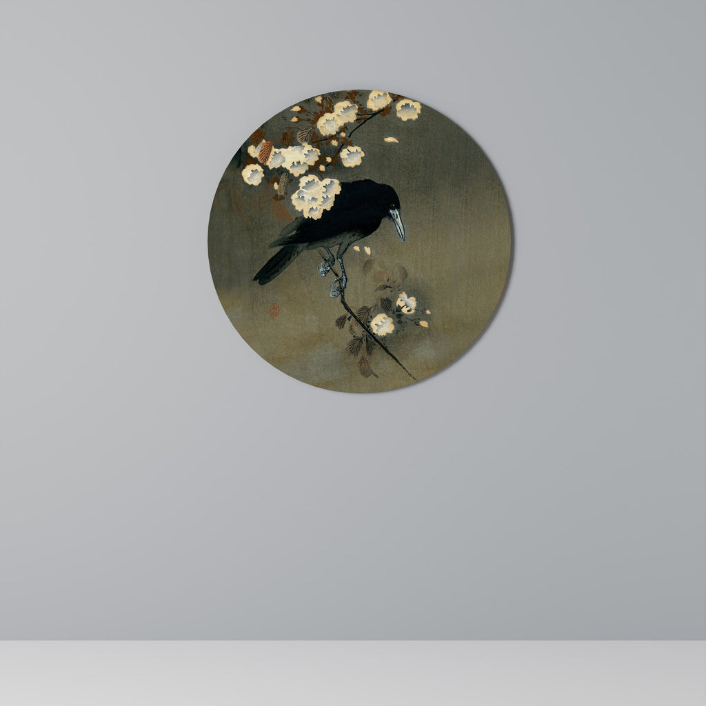 Décoration murale ronde PÉTALES ET CORBEAUX