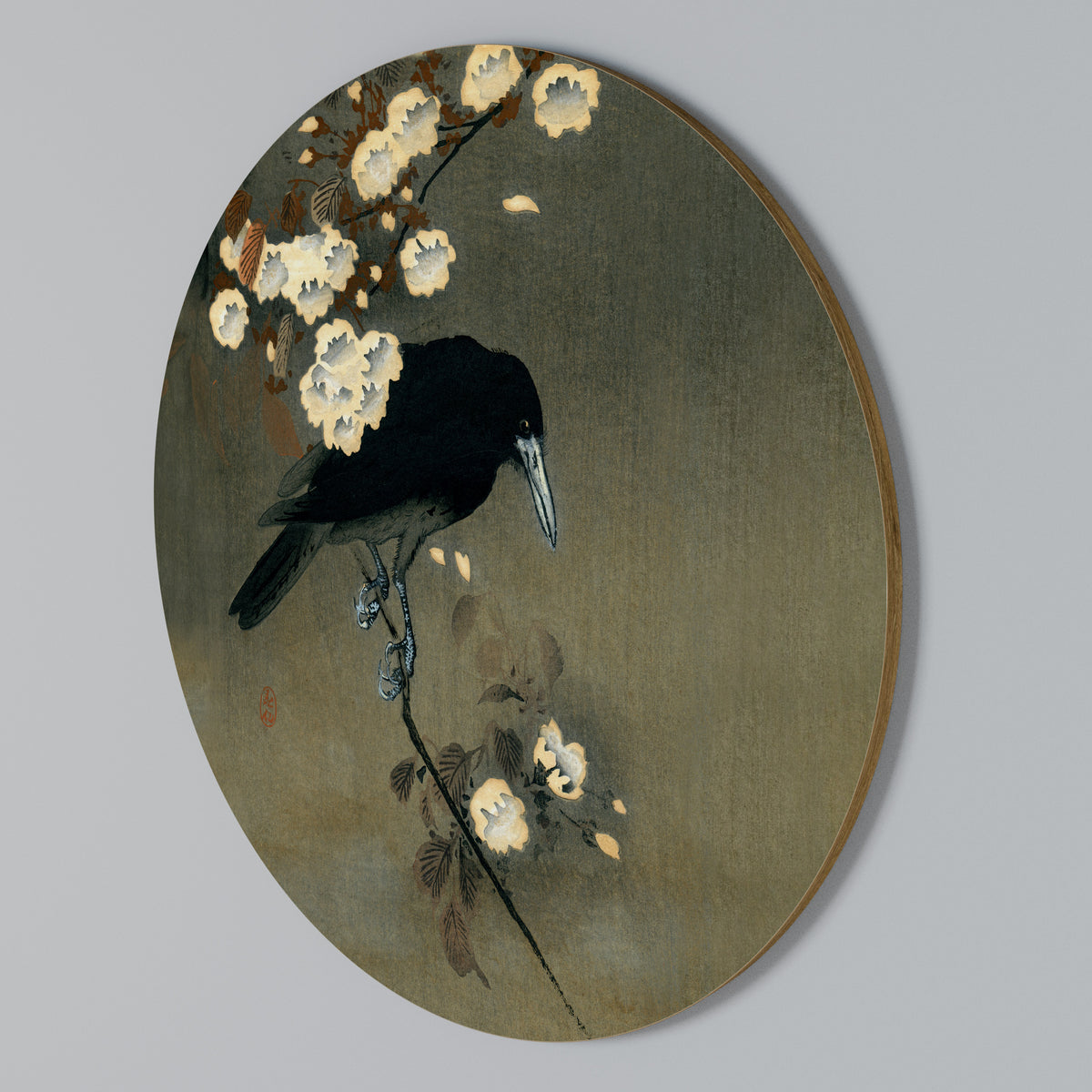 PETALS AND CROWS Round Wall Art