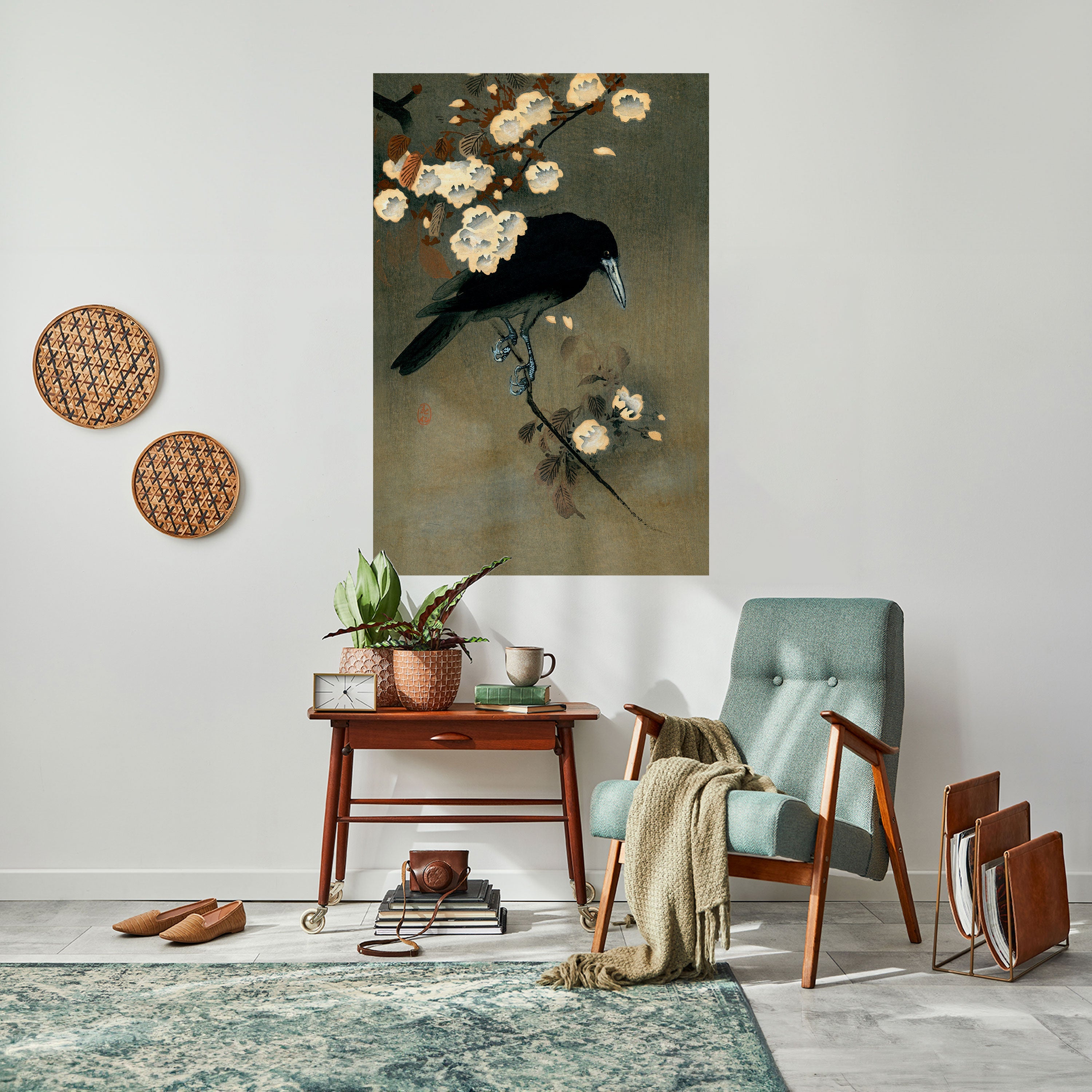 Affiche verticale autocollante « PÉTALES ET CORBEAUX »