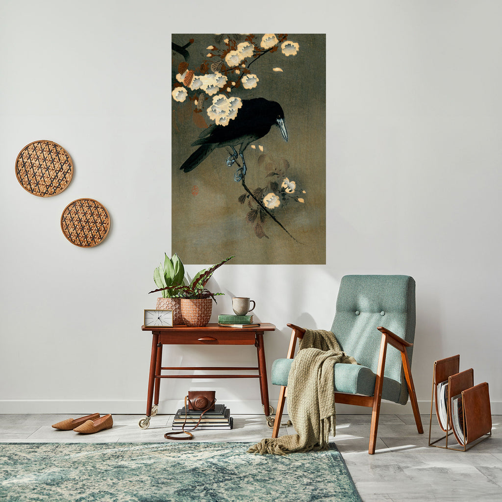 Affiche verticale autocollante « PÉTALES ET CORBEAUX »