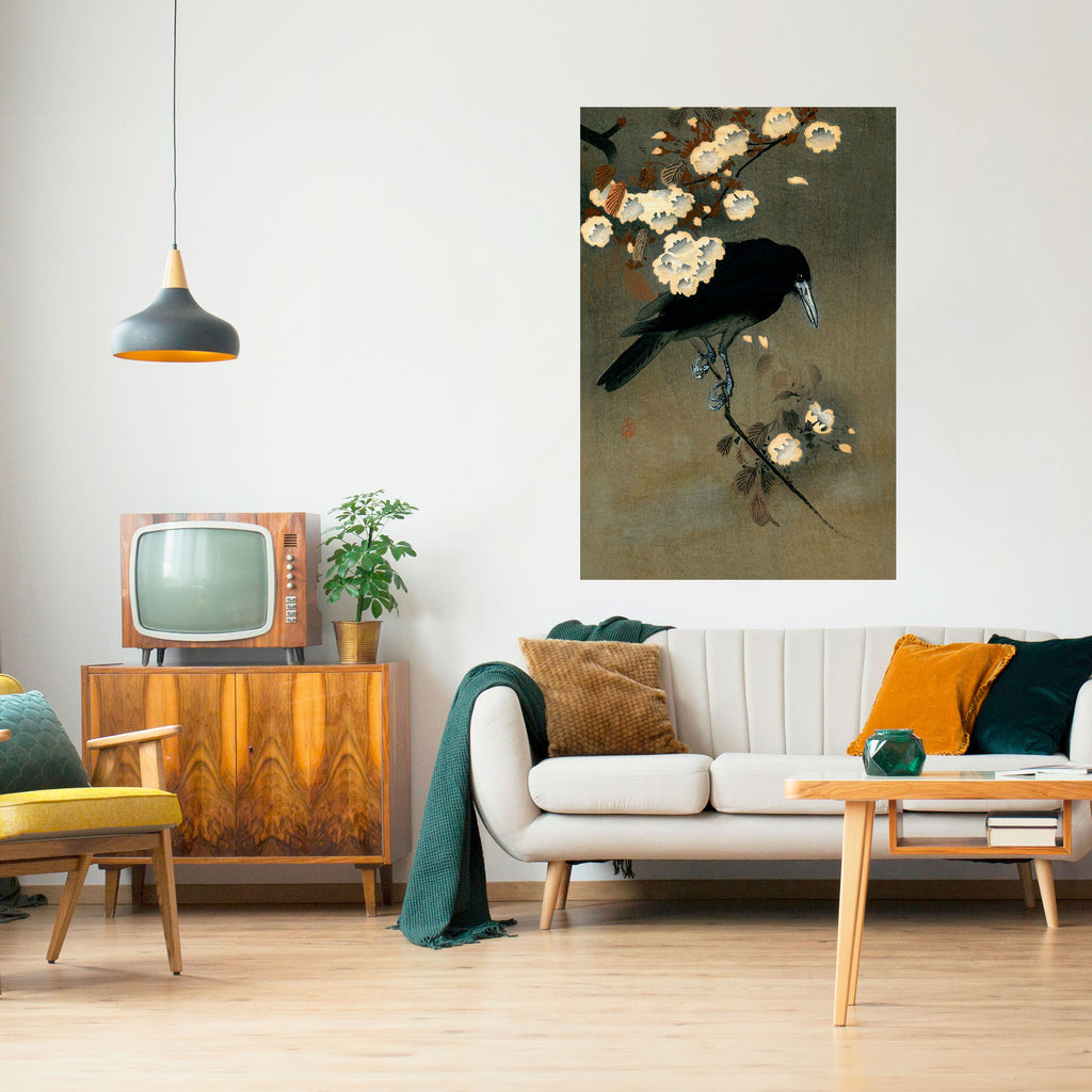 Affiche verticale autocollante « PÉTALES ET CORBEAUX »