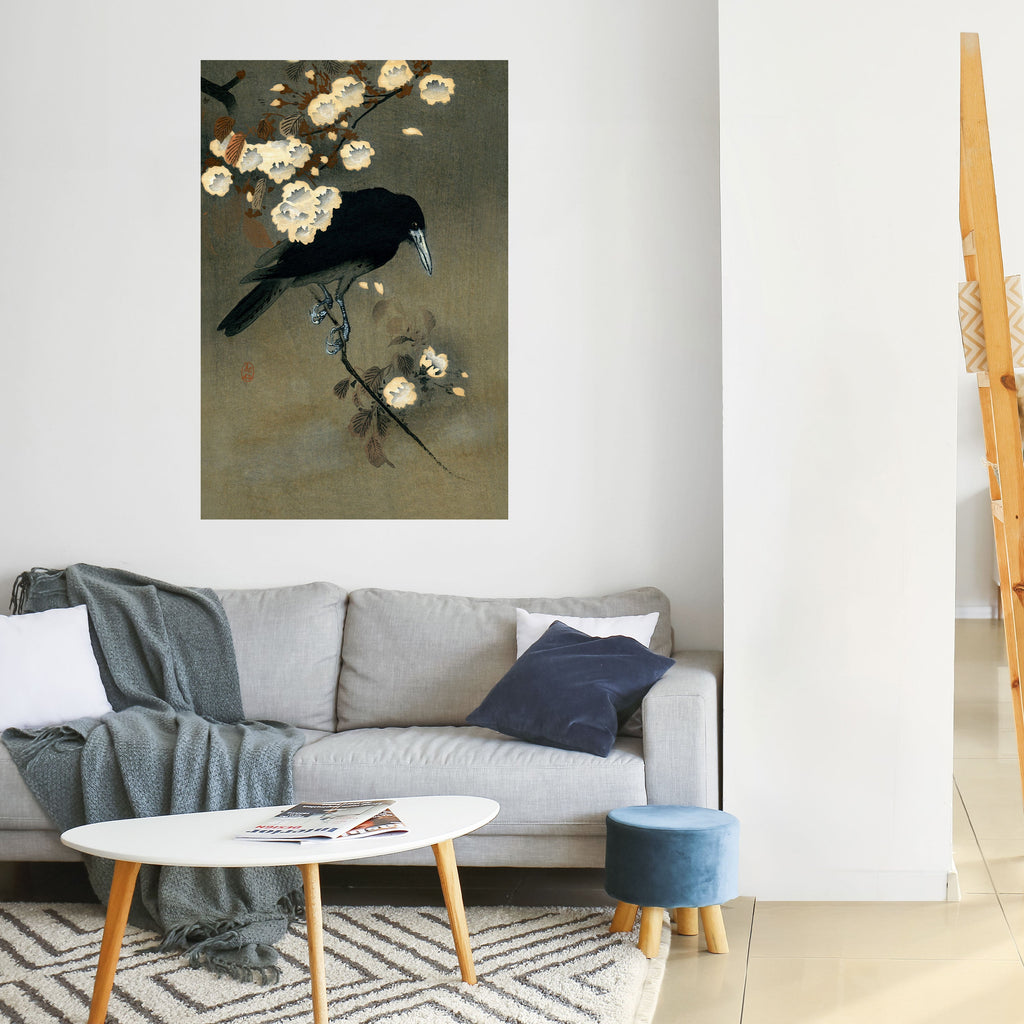 Affiche verticale autocollante « PÉTALES ET CORBEAUX »