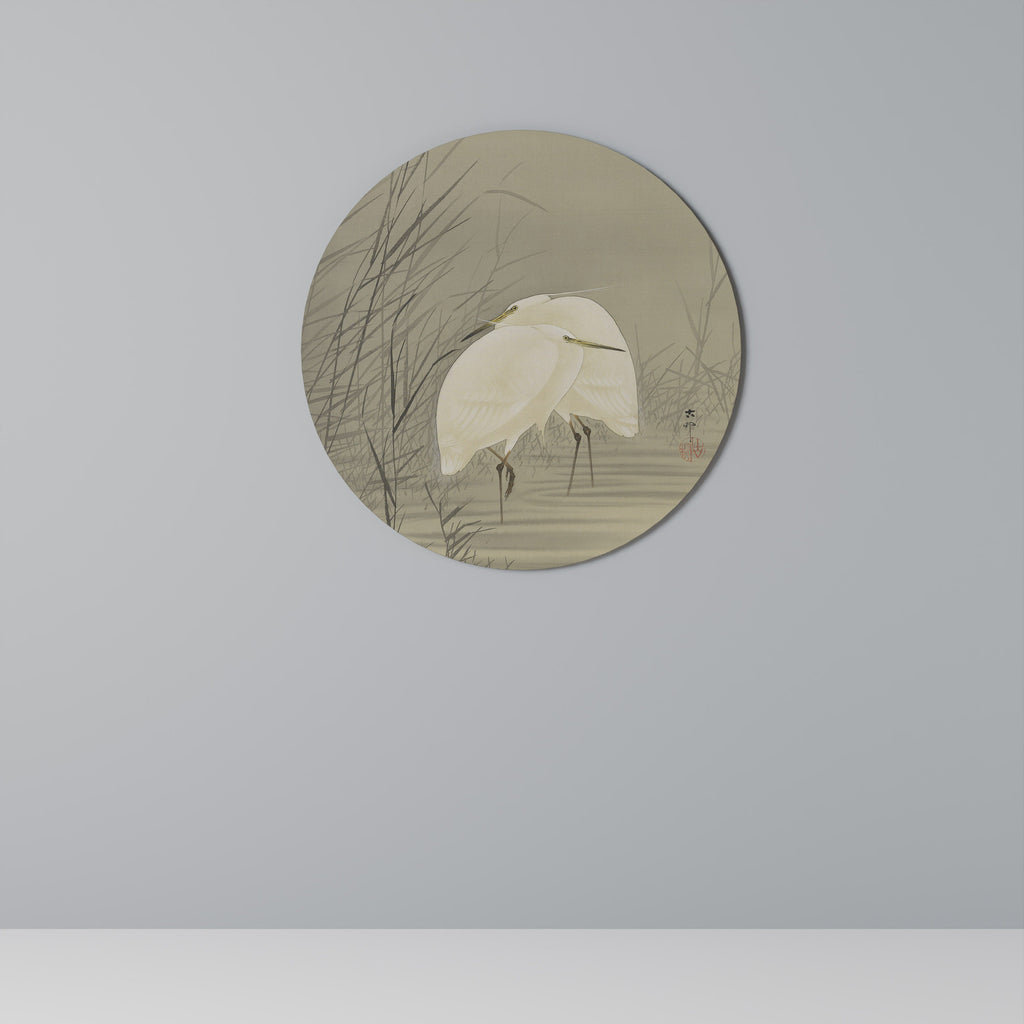 Art mural rond ZILVERREIGERS IN MOERAS