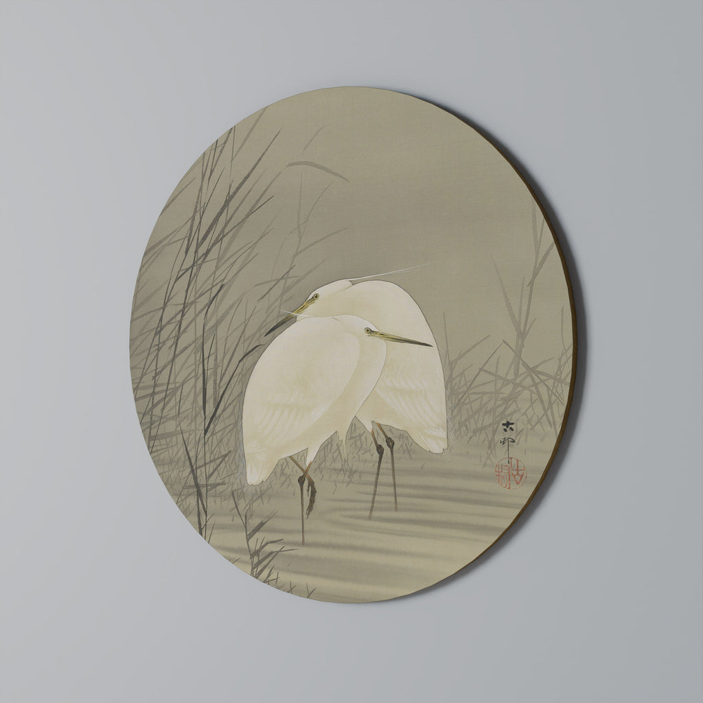 Art mural rond ZILVERREIGERS IN MOERAS