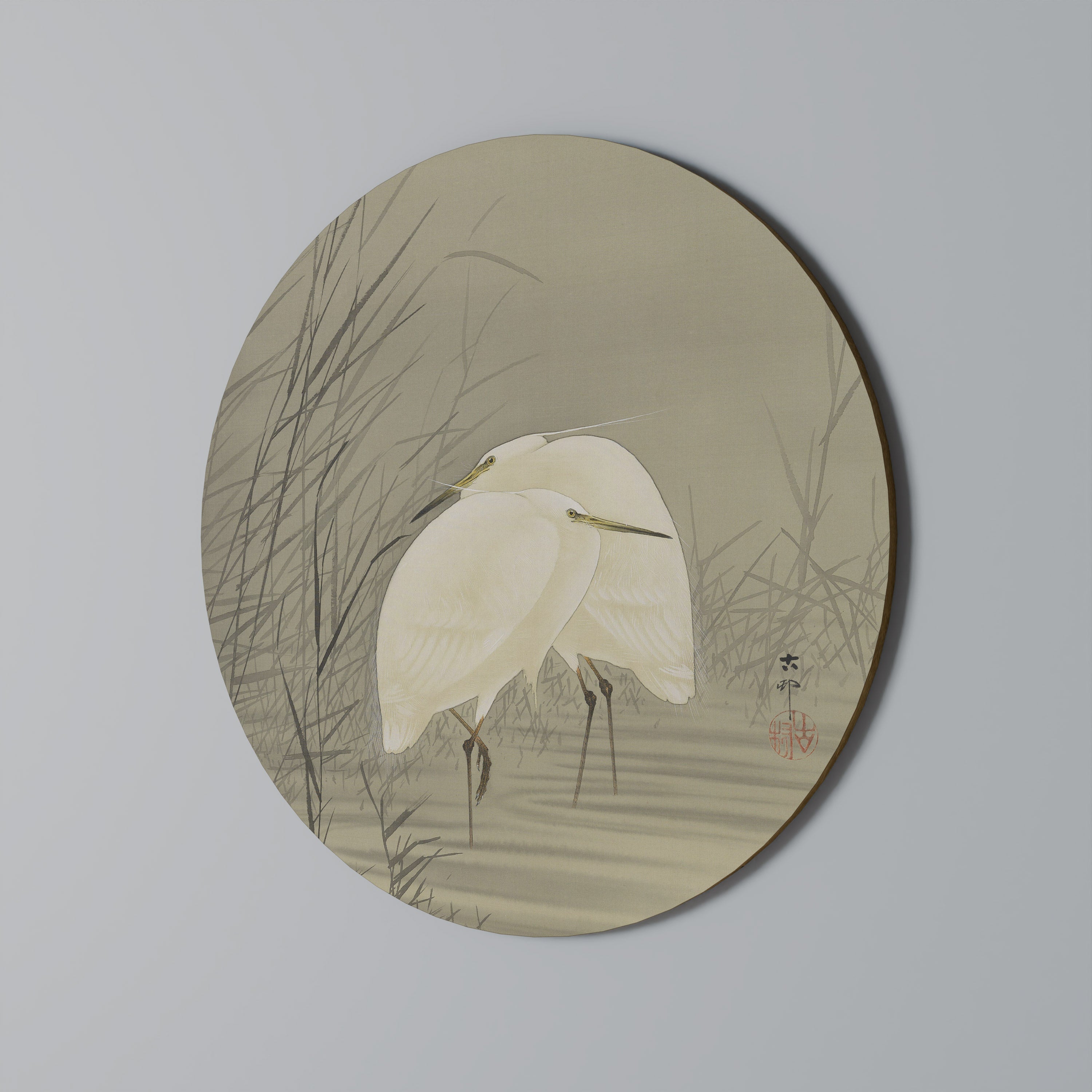 Art mural rond ZILVERREIGERS IN MOERAS