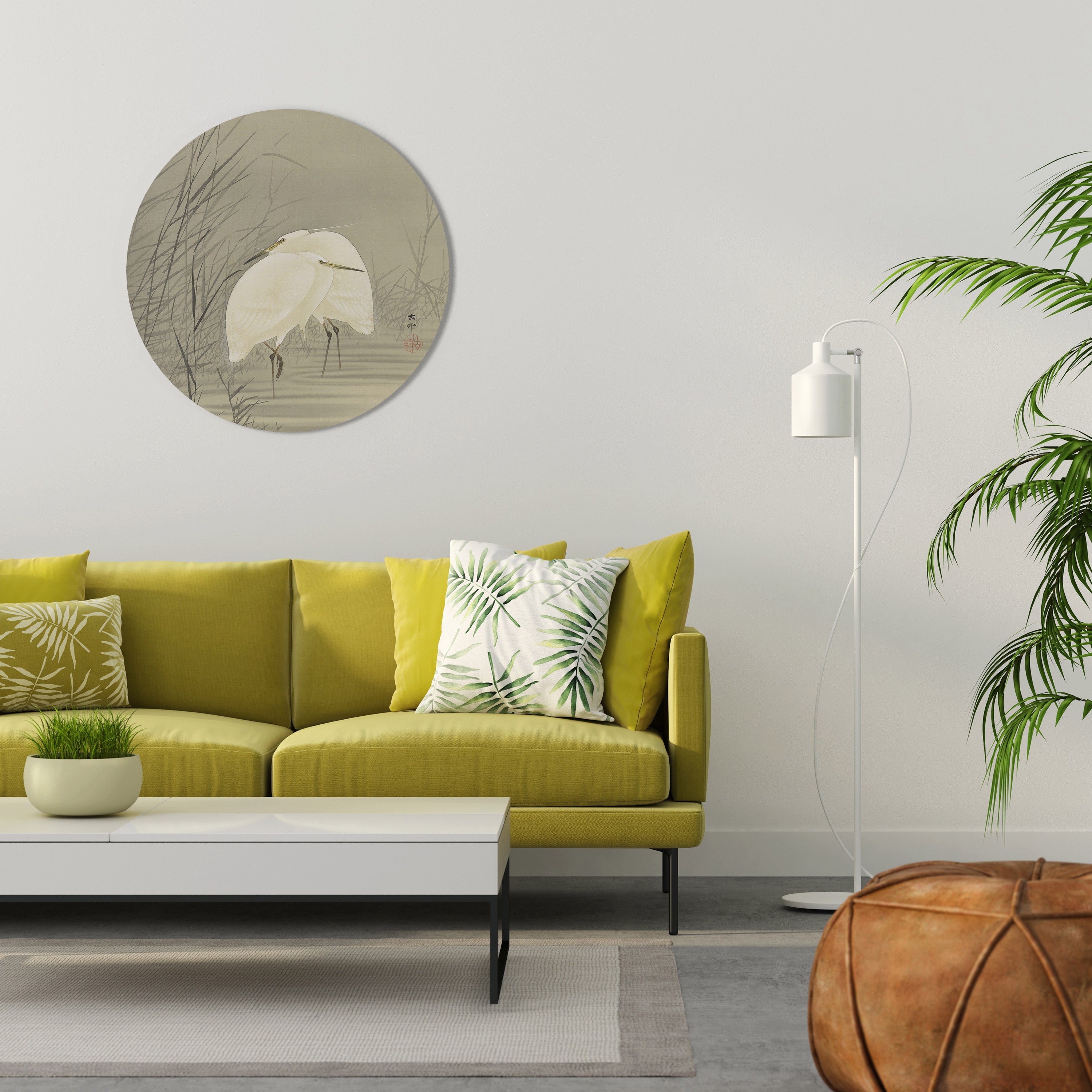 Art mural rond ZILVERREIGERS IN MOERAS