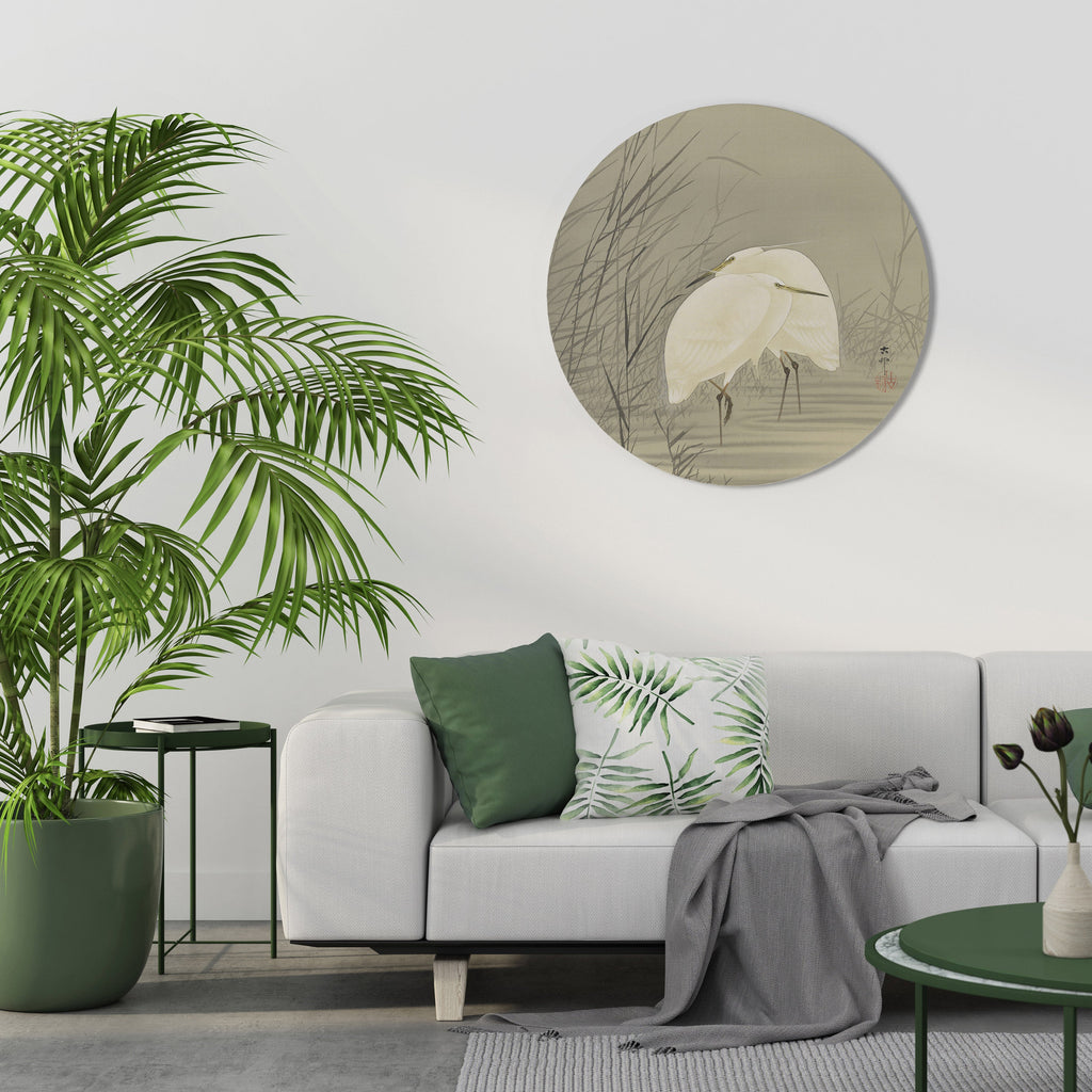 Art mural rond ZILVERREIGERS IN MOERAS