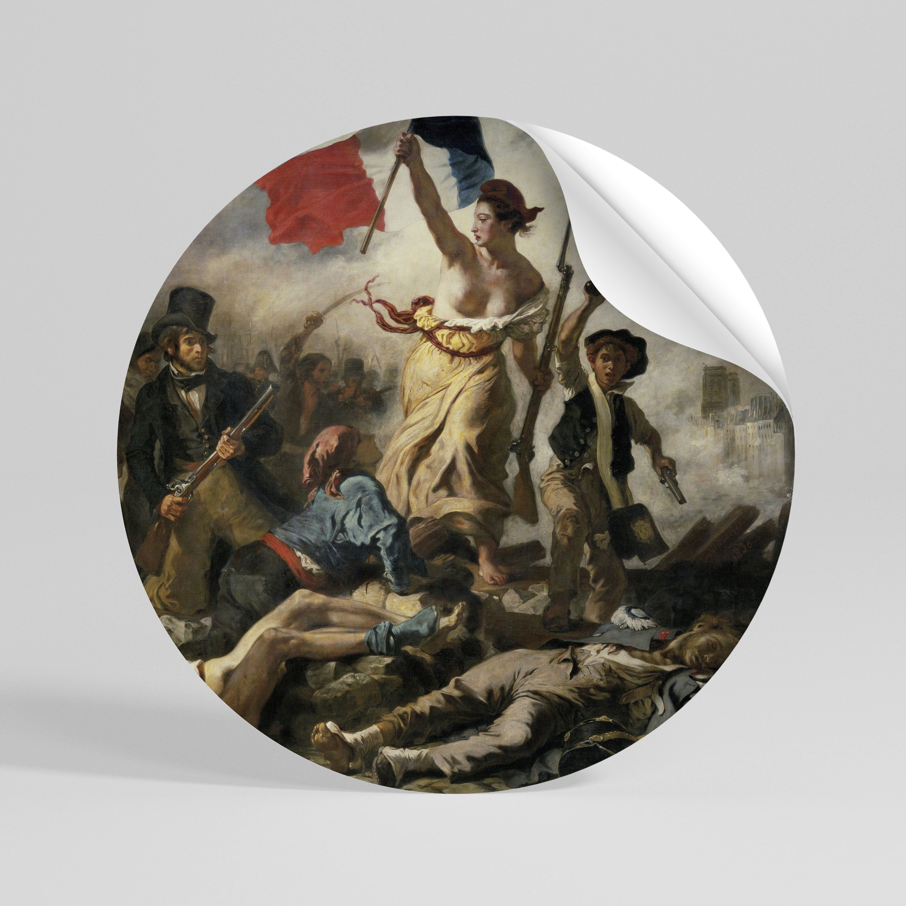 LIBERTY LEADING THE PEOPLE Peel and Stick Round Sticker