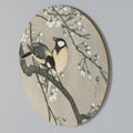 TITS ON CHERRY BRANCH Round Wall Art