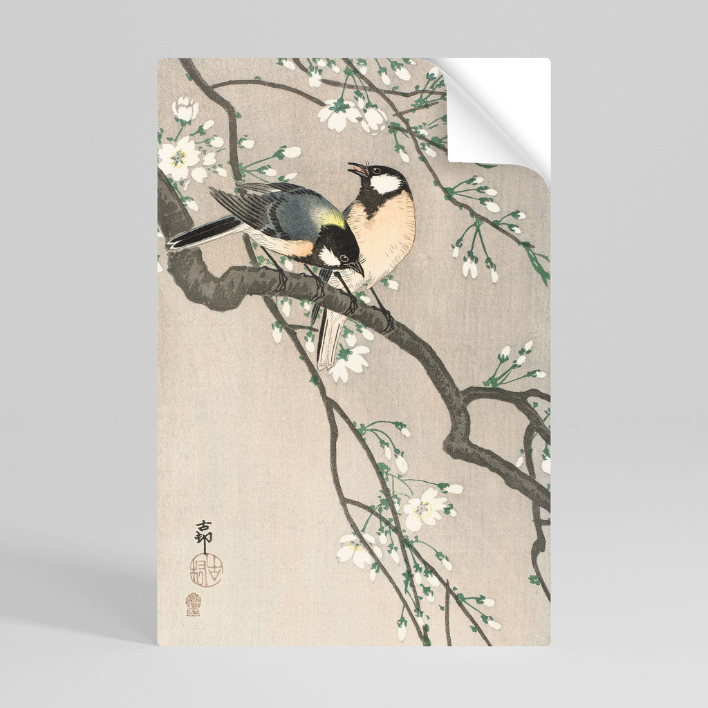 Affiche verticale autocollante « Seins sur une branche de cerisier »