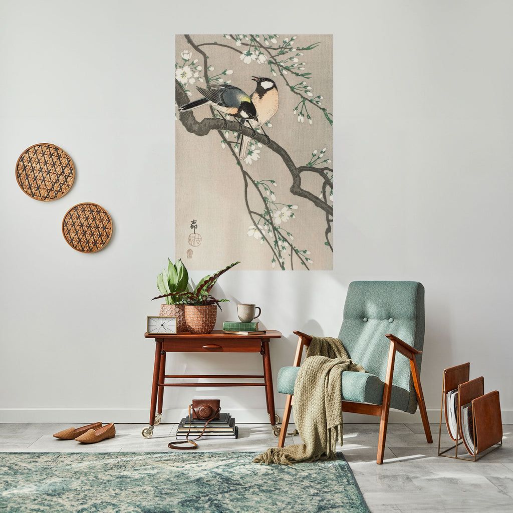 Affiche verticale autocollante « Seins sur une branche de cerisier »