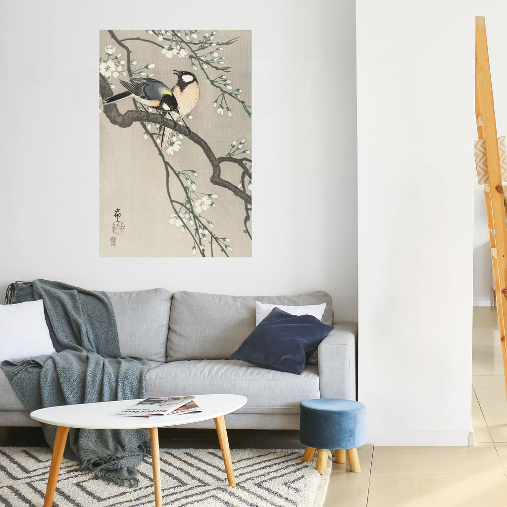 Affiche verticale autocollante « Seins sur une branche de cerisier »