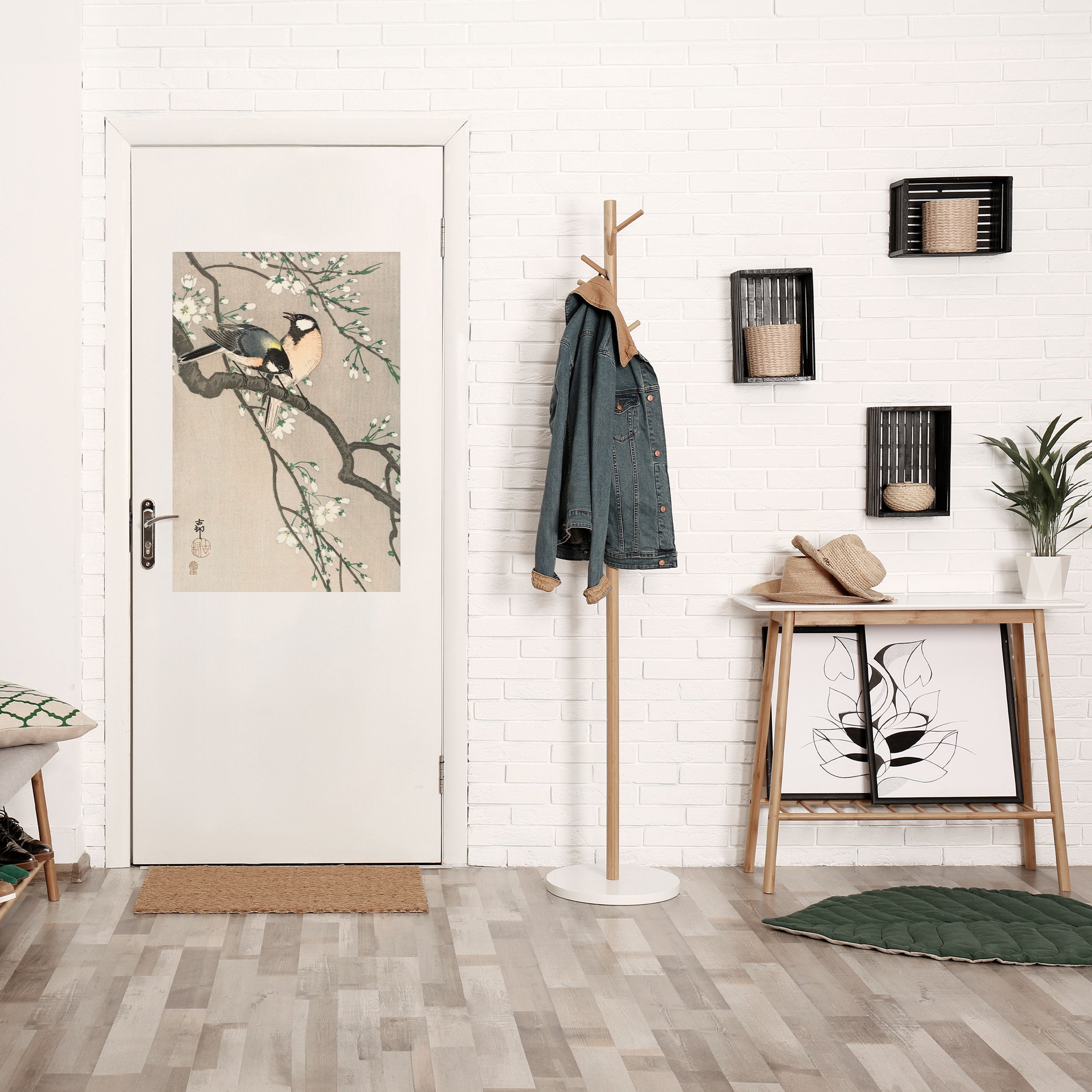 Affiche verticale autocollante « Seins sur une branche de cerisier »