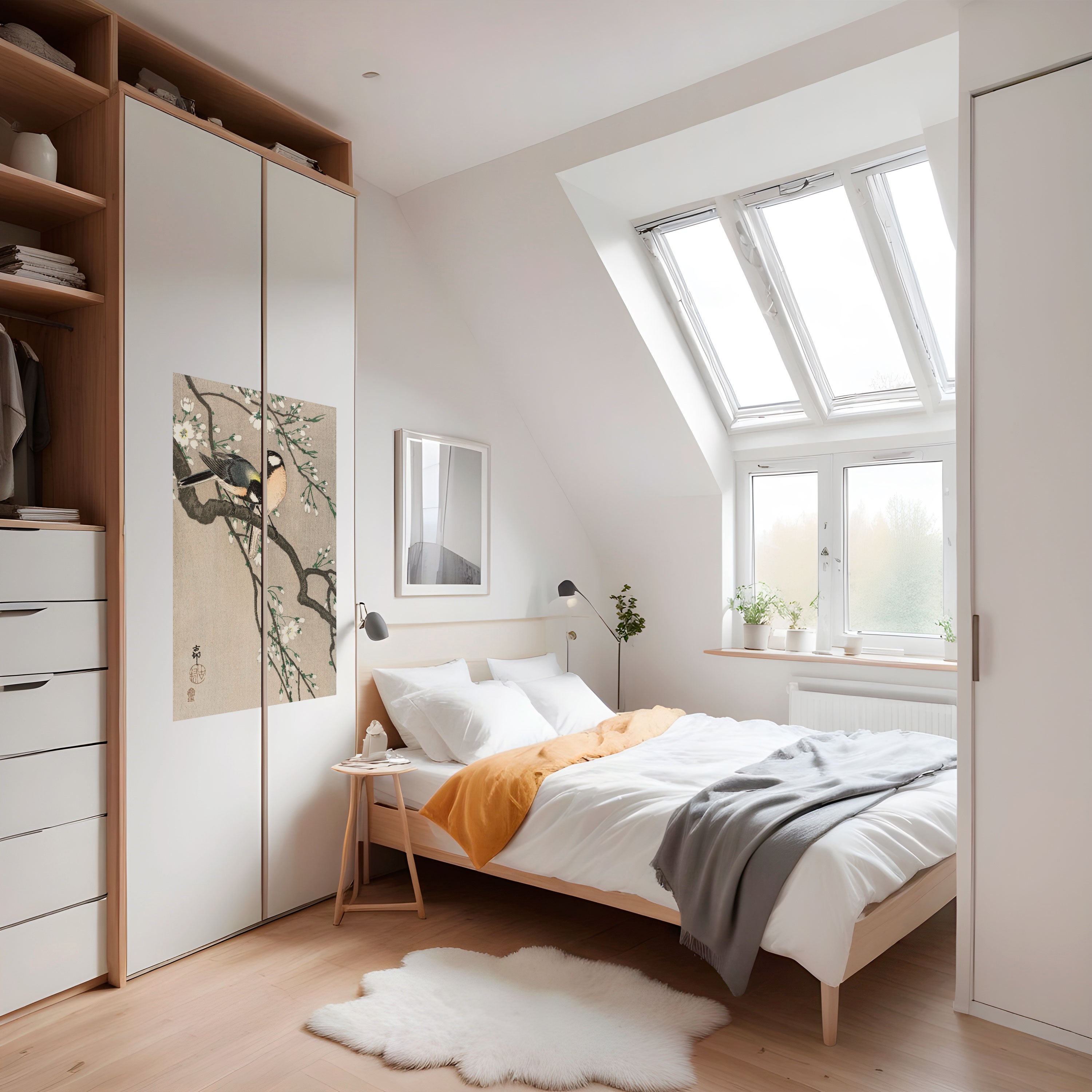 Affiche verticale autocollante « Seins sur une branche de cerisier »