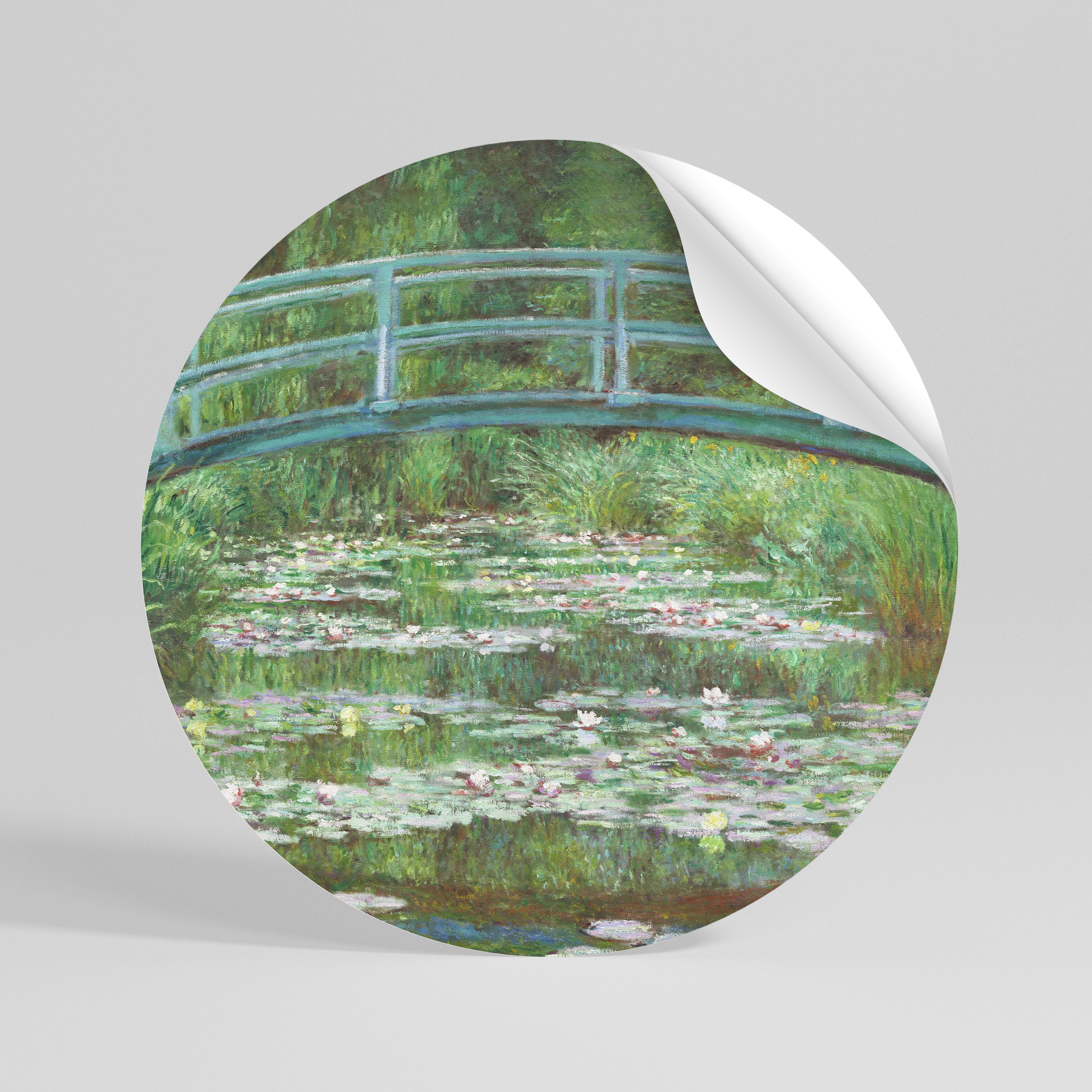 JAPANESE FOOTBRIDGE Peel and Stick Round Sticker