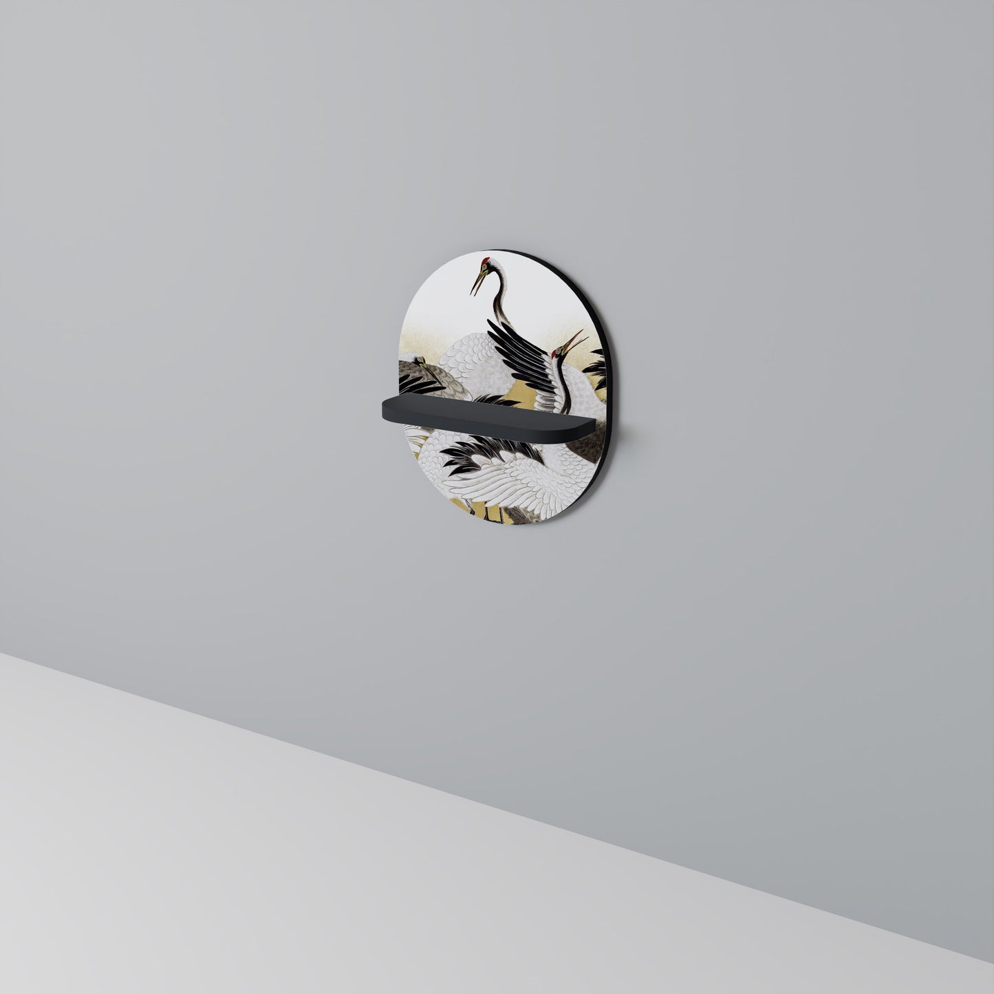JAPANESE FLOCK OF CRANES Art Shelf