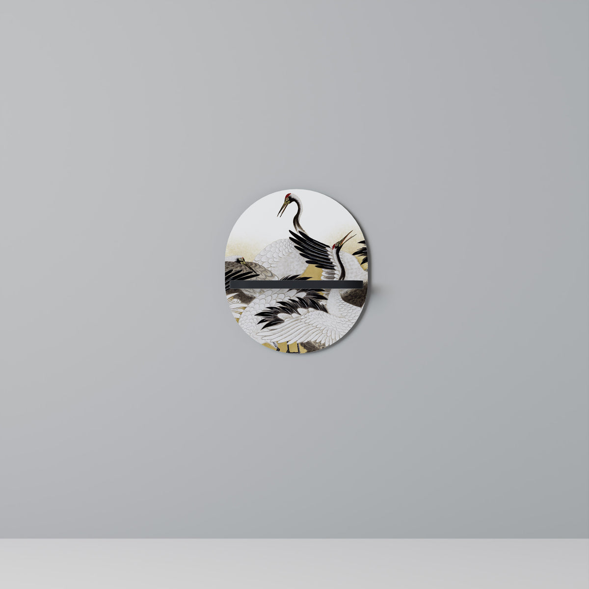 JAPANESE FLOCK OF CRANES Art Shelf