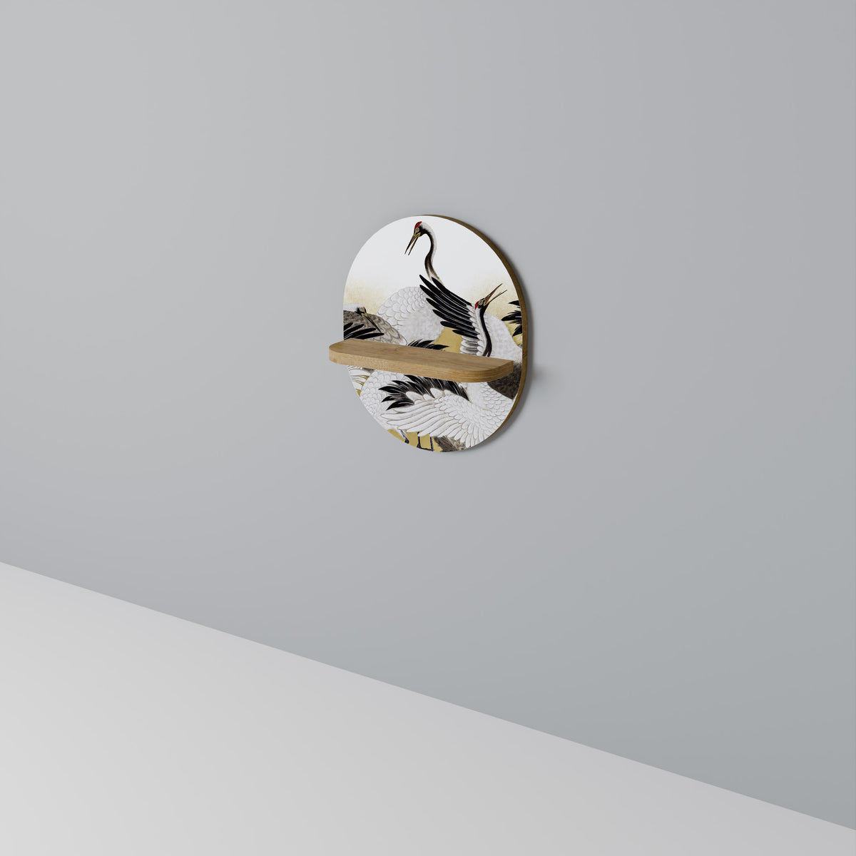 JAPANESE FLOCK OF CRANES Art Shelf